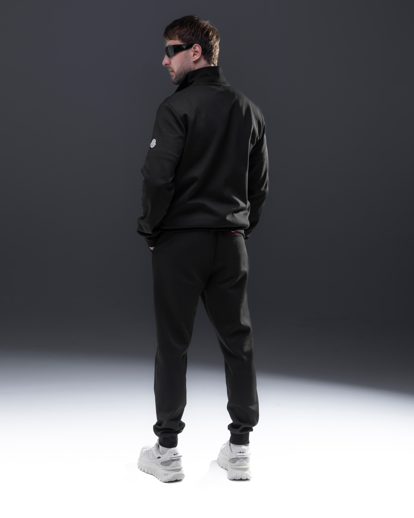 Moncler Tracksuit – Black Sport Zip & Logo Patch Set