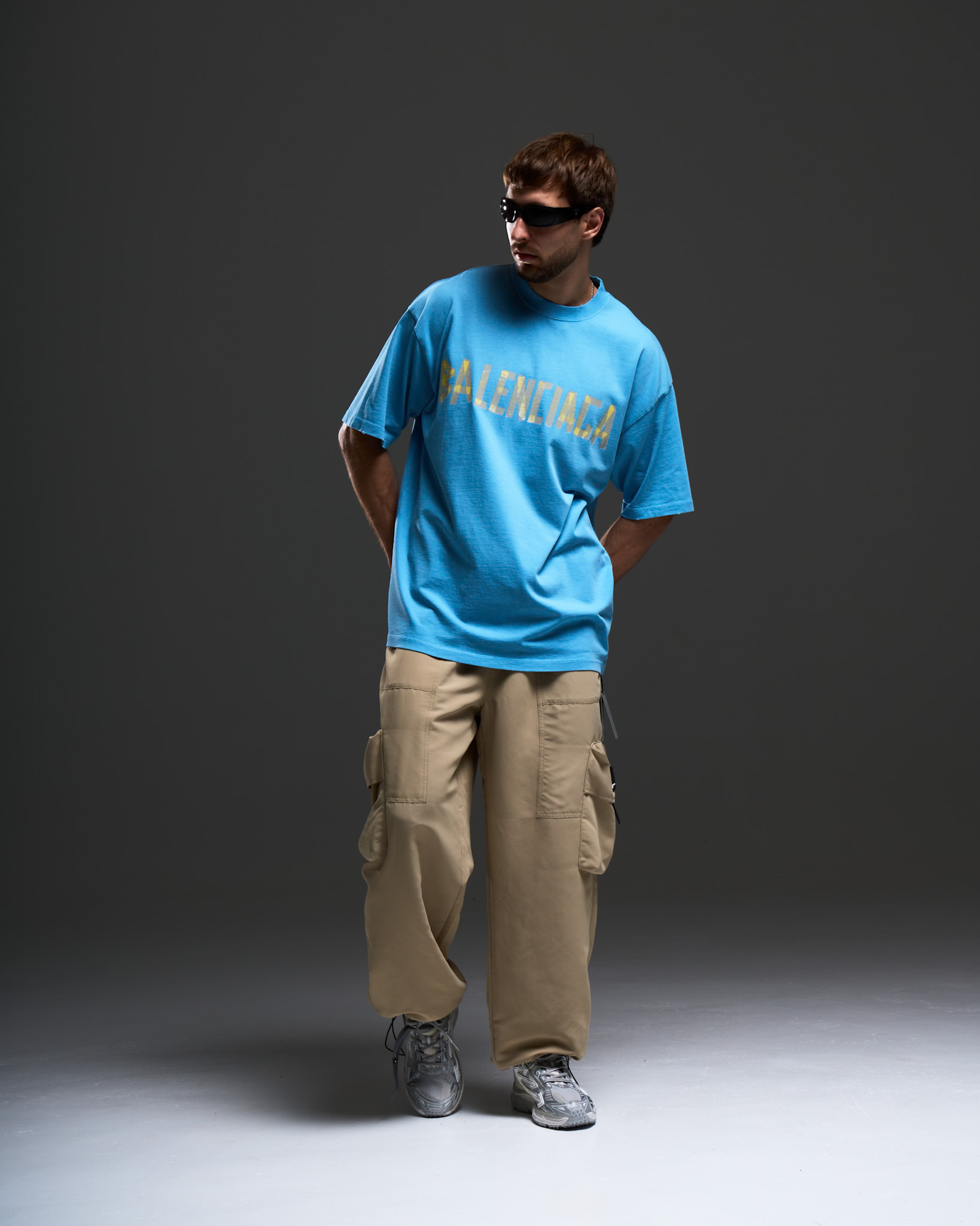 Balenciaga Blue Oversized Street T-Shirt