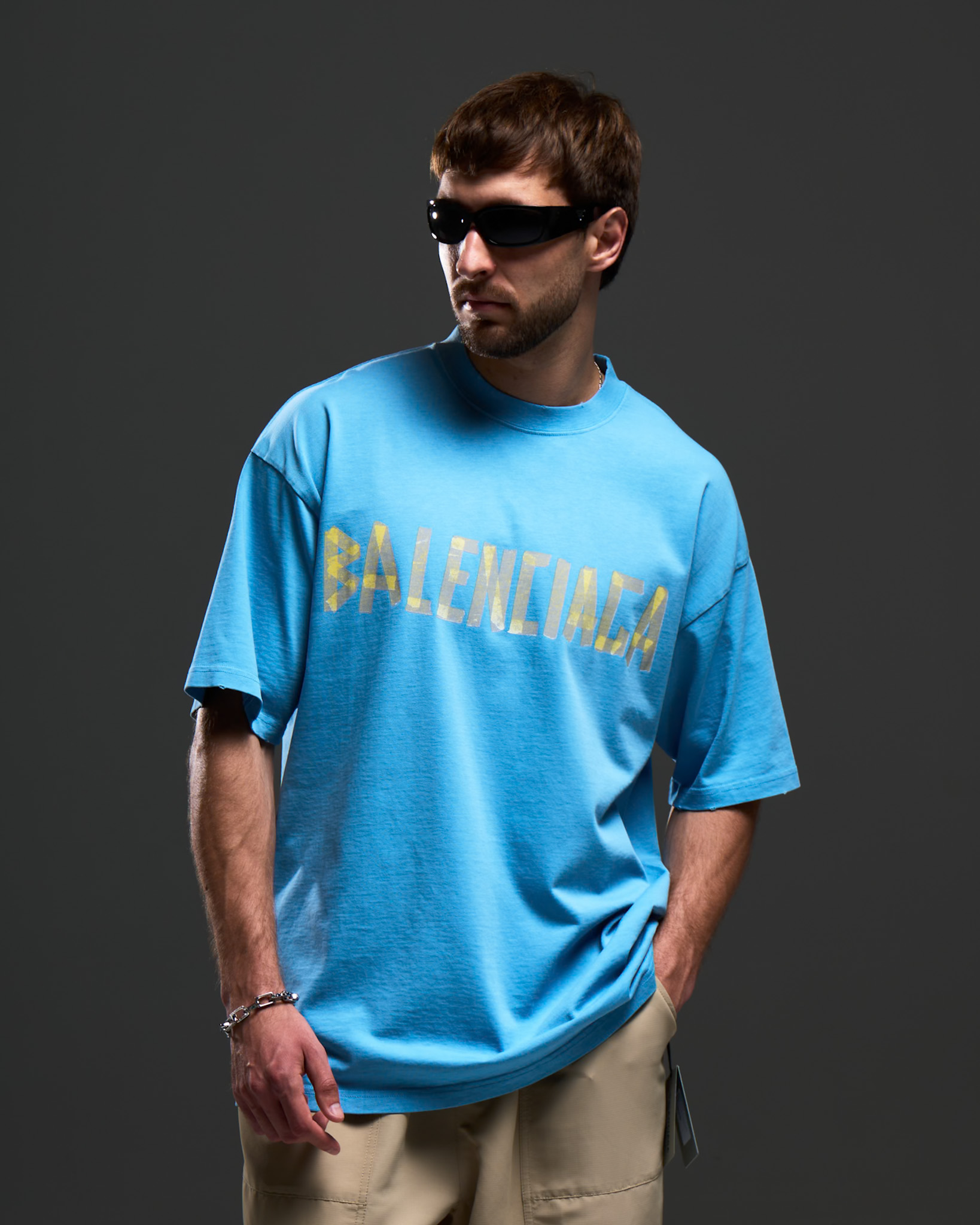 Balenciaga Blue Oversized Street T-Shirt
