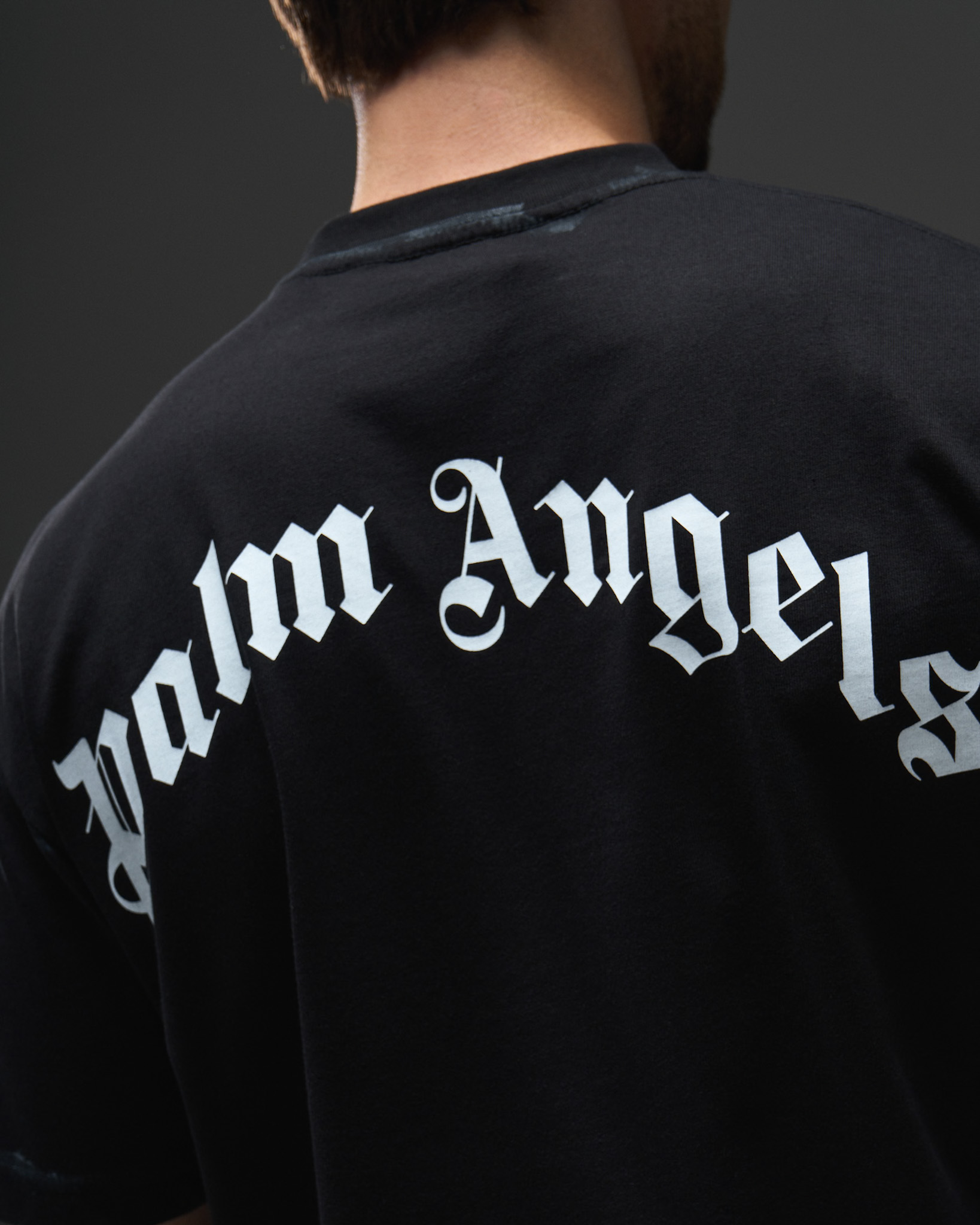 Palm Angels Neon Palms Distressed T-Shirt — Black