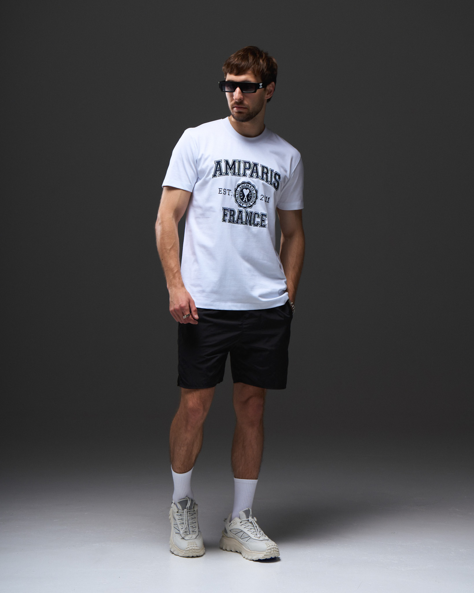 AMI Paris Logo Patch T-Shirt — White