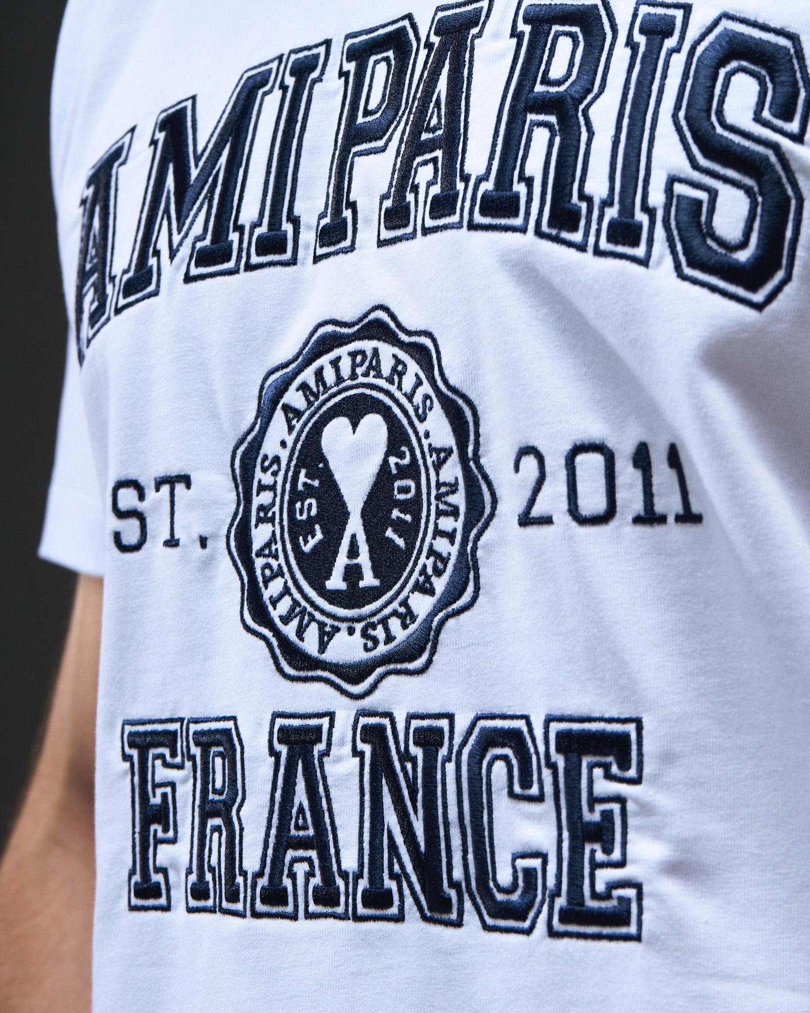 AMI Paris Logo Patch T-Shirt — White