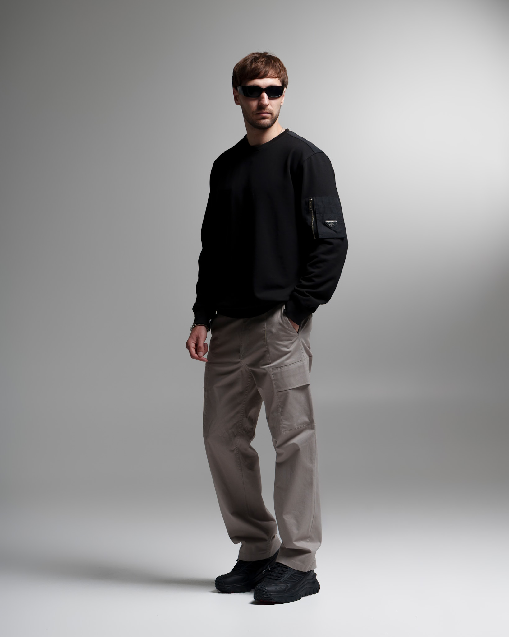 Prada Nylon Patch Black Sweatshirt