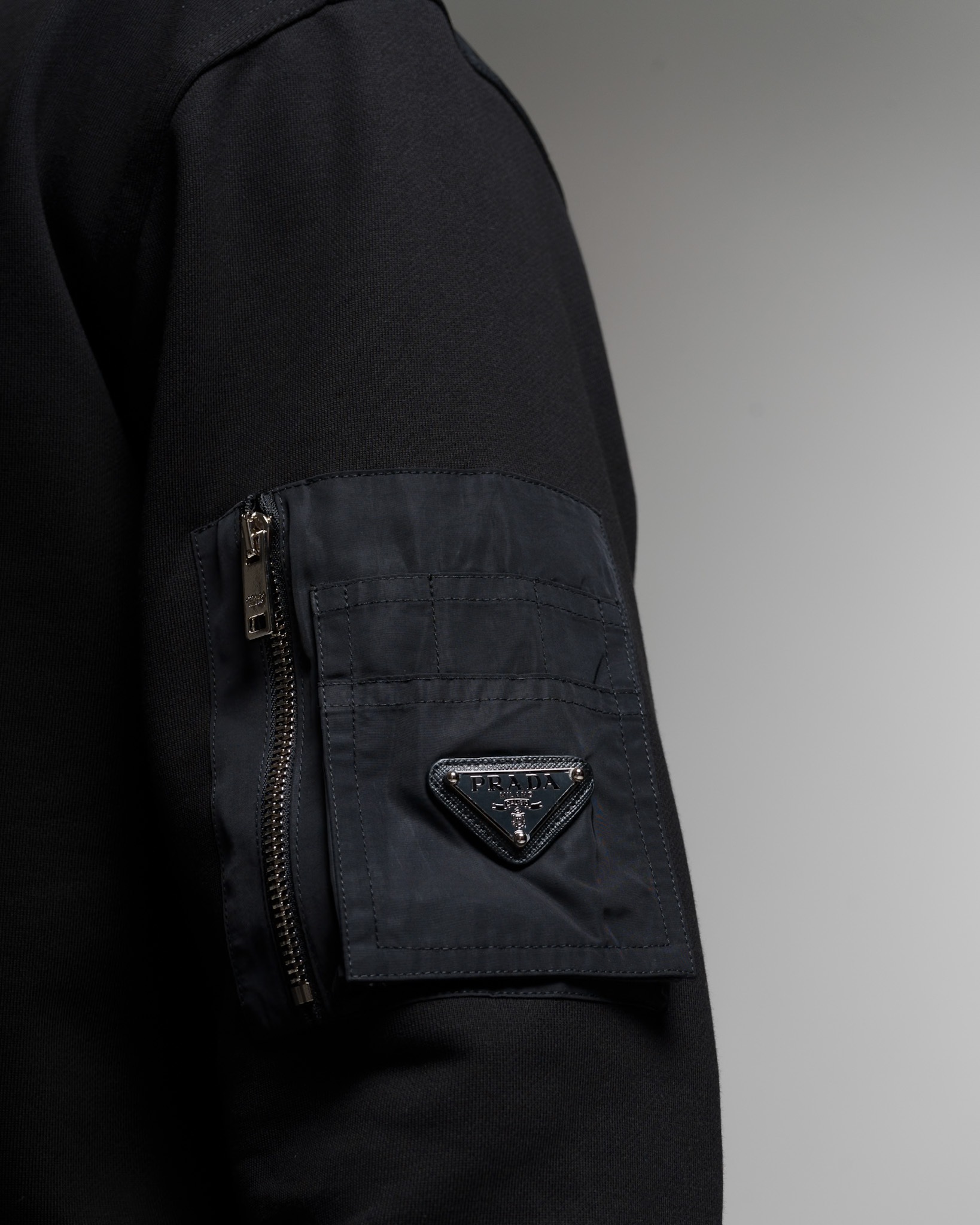 Prada Nylon Patch Black Sweatshirt