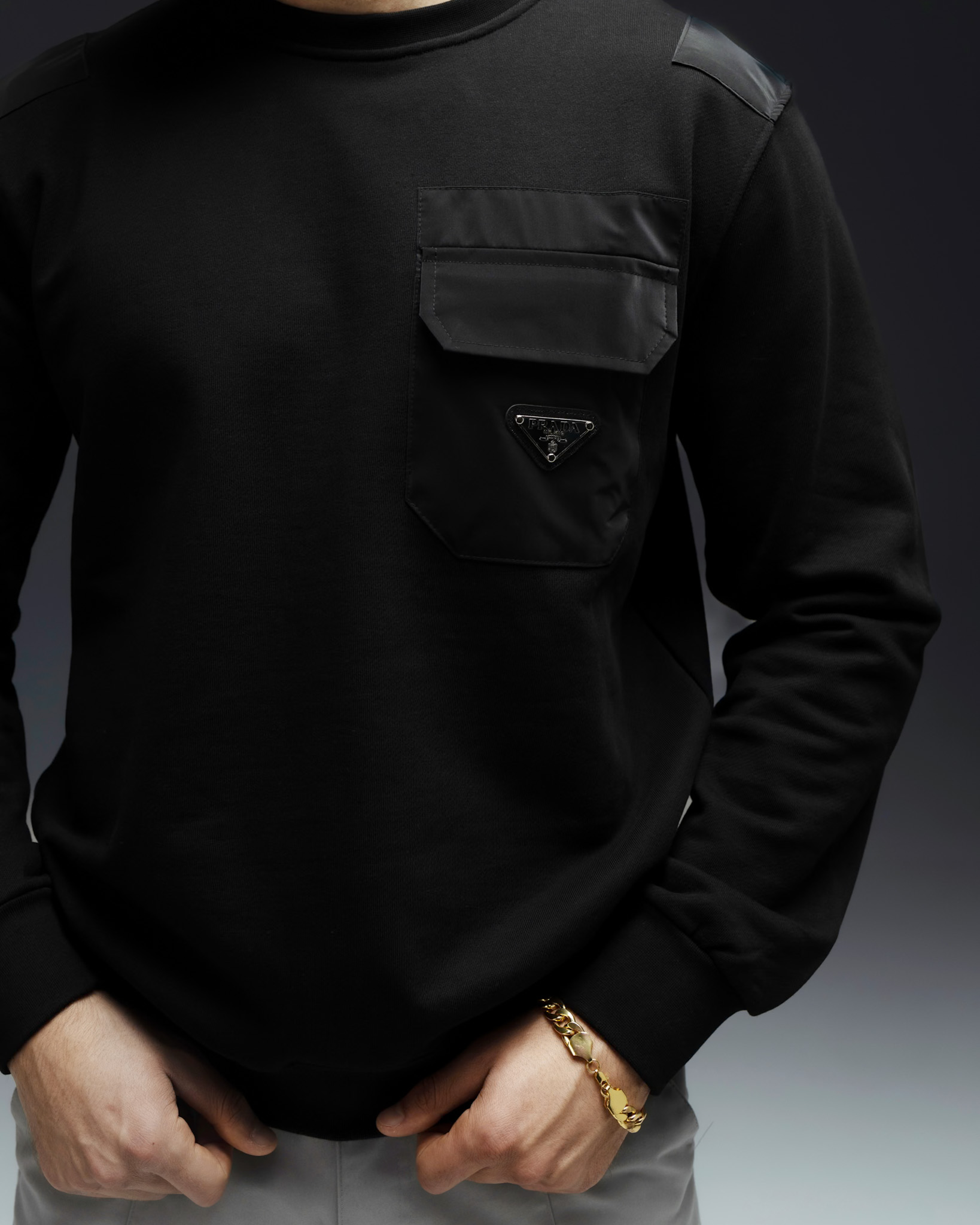Prada Black Sweatshirt – Triangle Detail