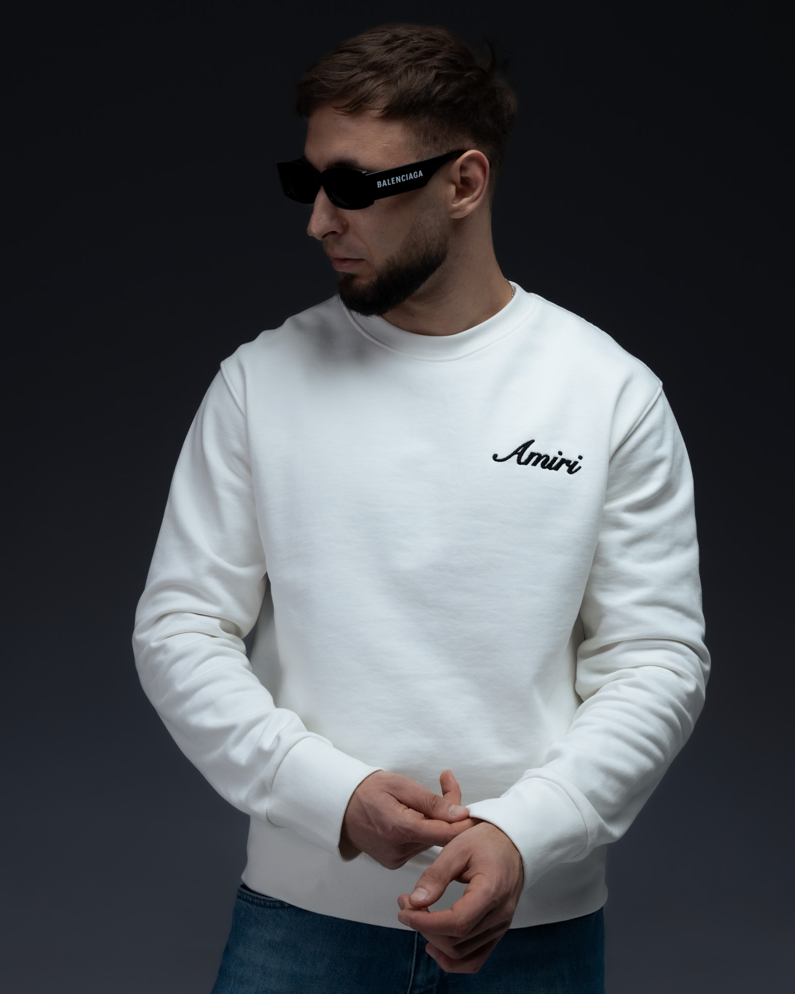 Amiri Cotton Sweatshirt – White Base / Black Branding