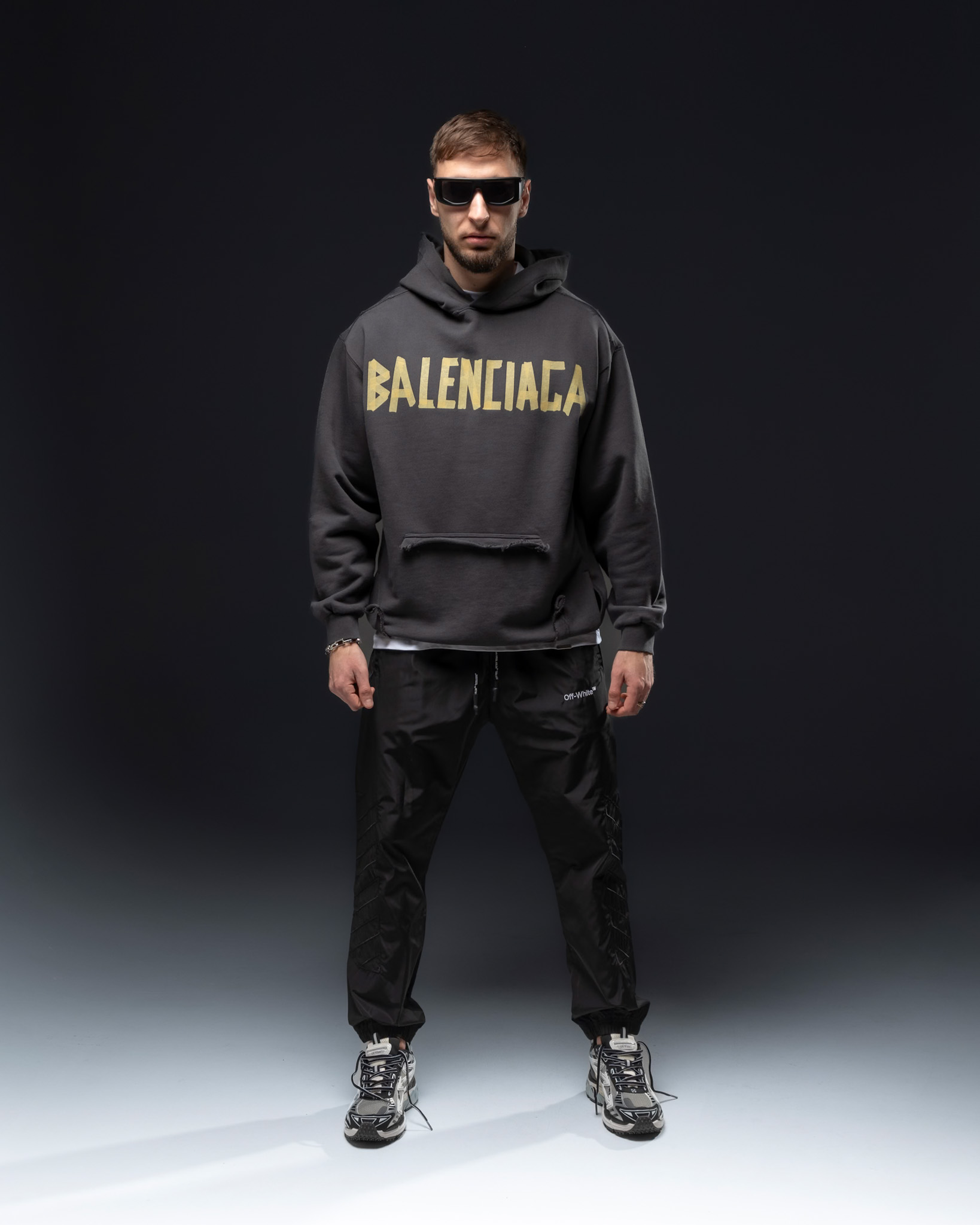 Balenciaga Hoodie – Gothic Yellow Print