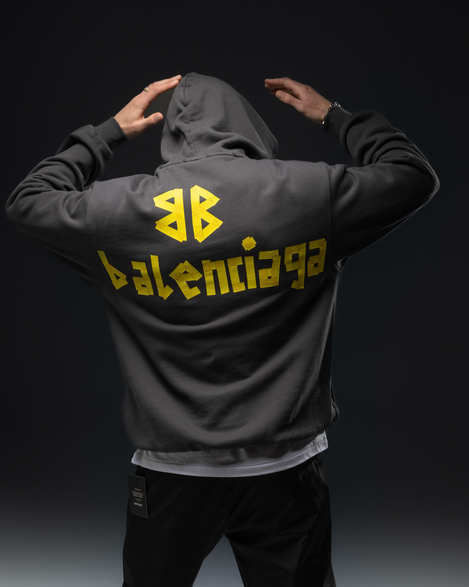 Balenciaga Hoodie – Gothic Yellow Print