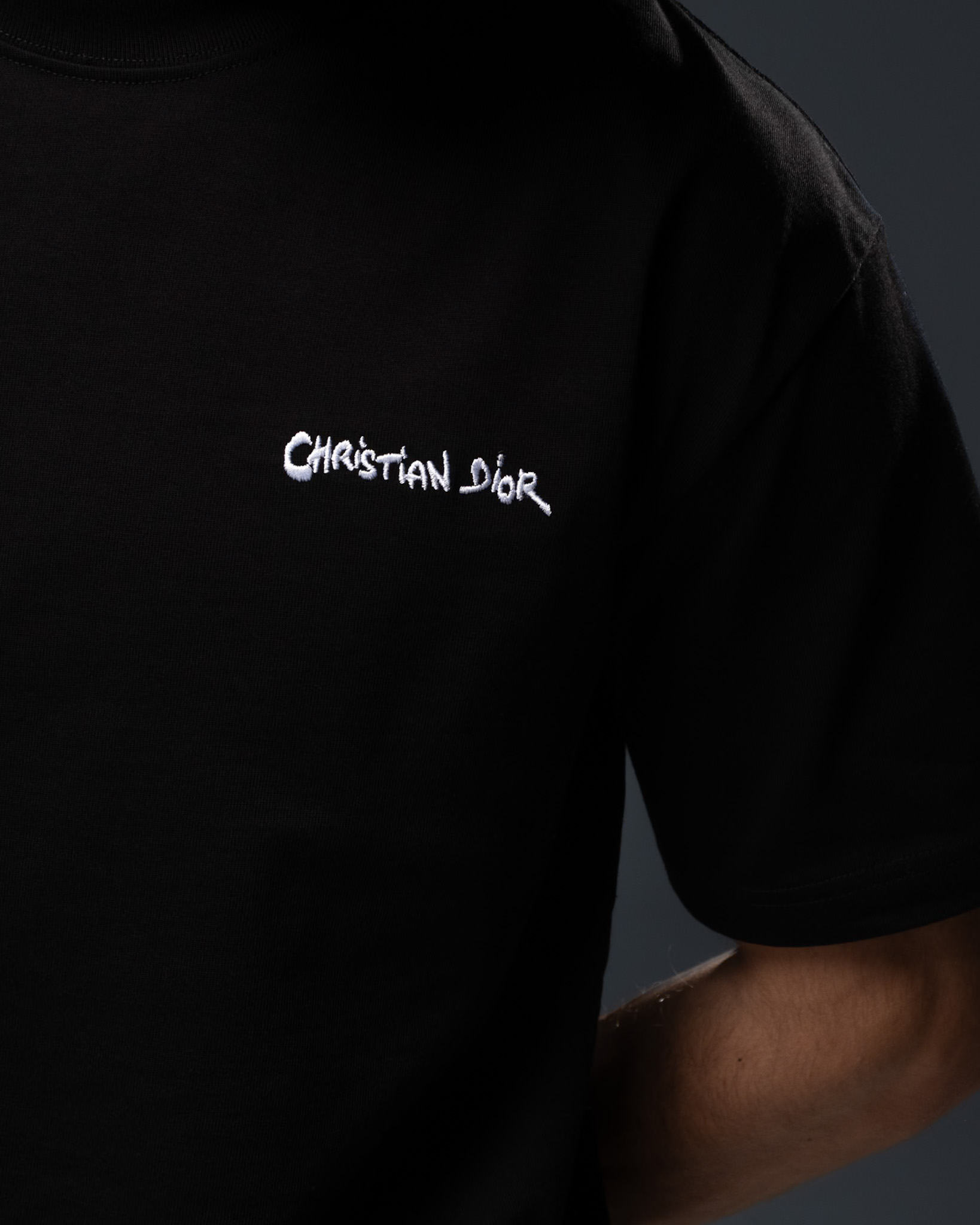 Dior T-Shirt – Black Signature Embroidery