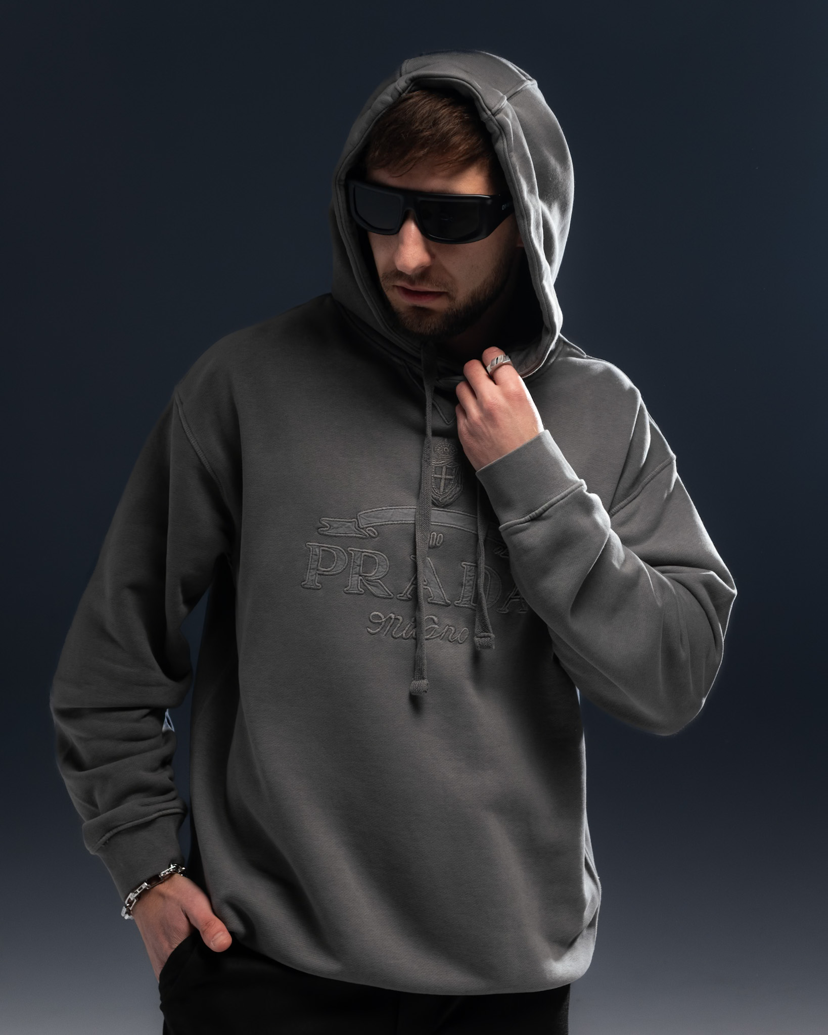 Prada Heritage Hoodie – Grey Monochrome