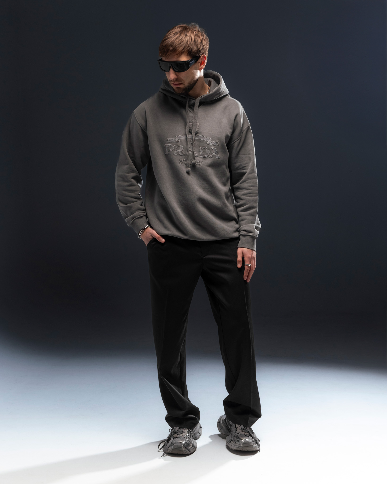 Prada Heritage Hoodie – Grey Monochrome