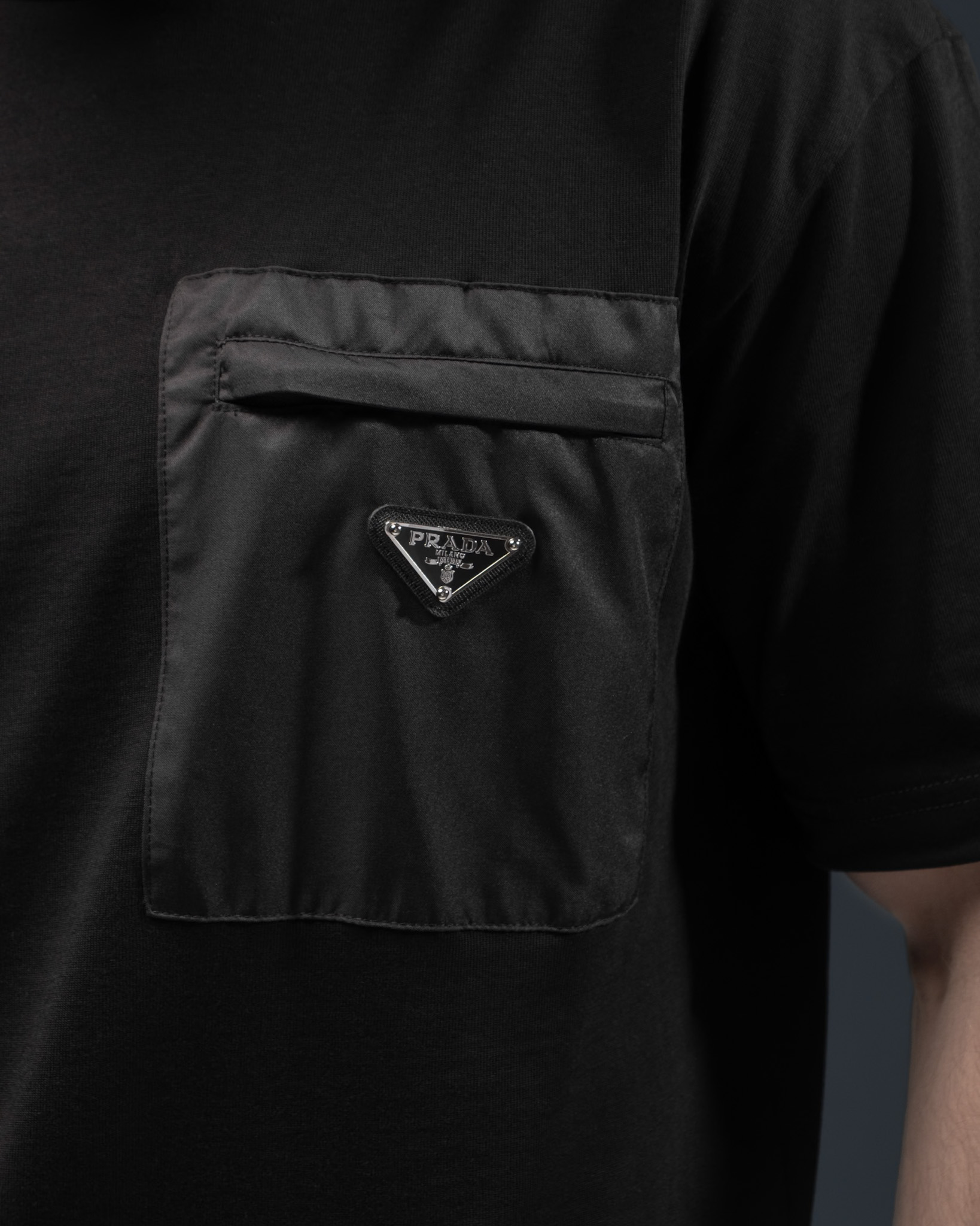 Prada Logo Pocket T-Shirt – Jet Black Series