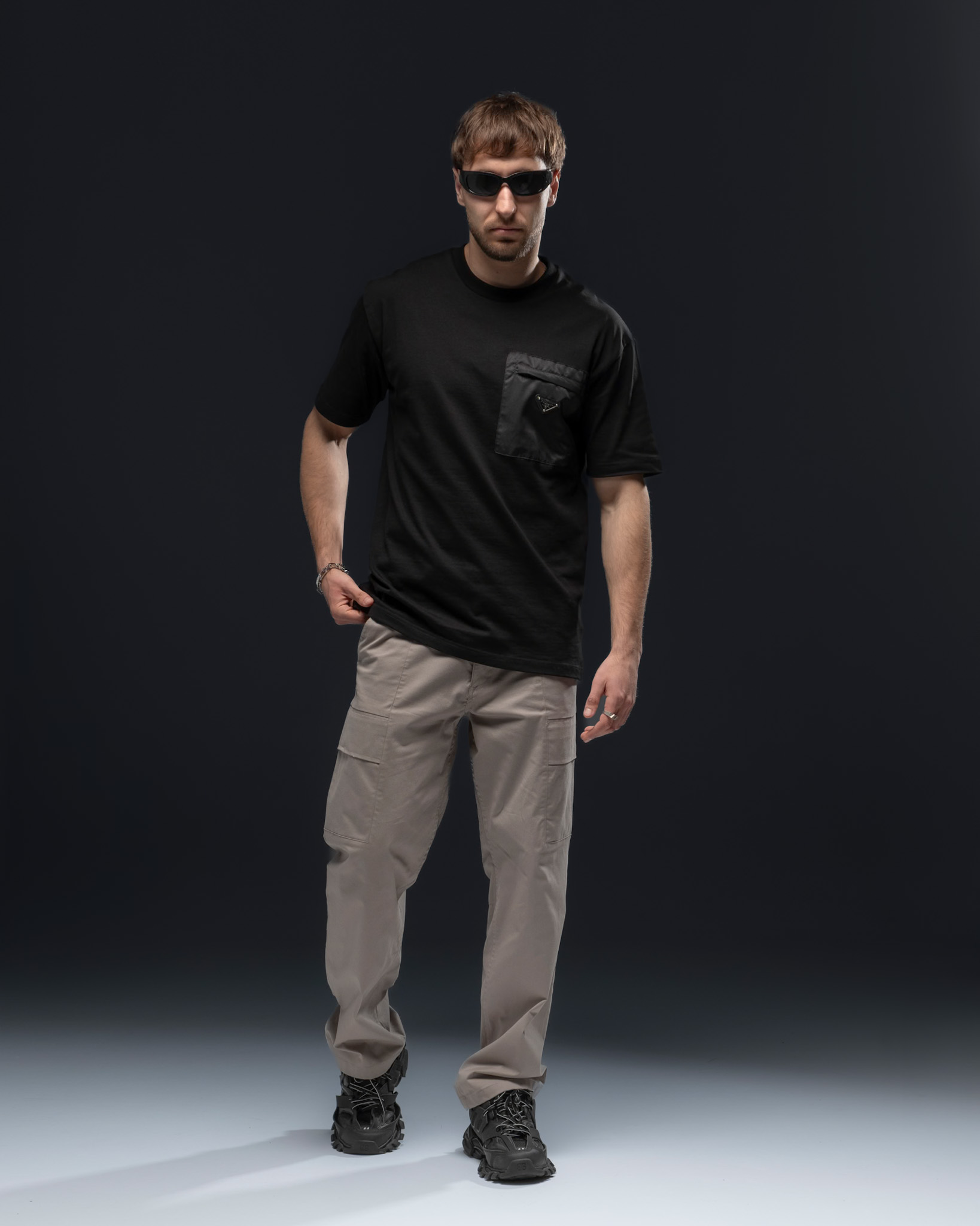 Prada Logo Pocket T-Shirt – Jet Black Series