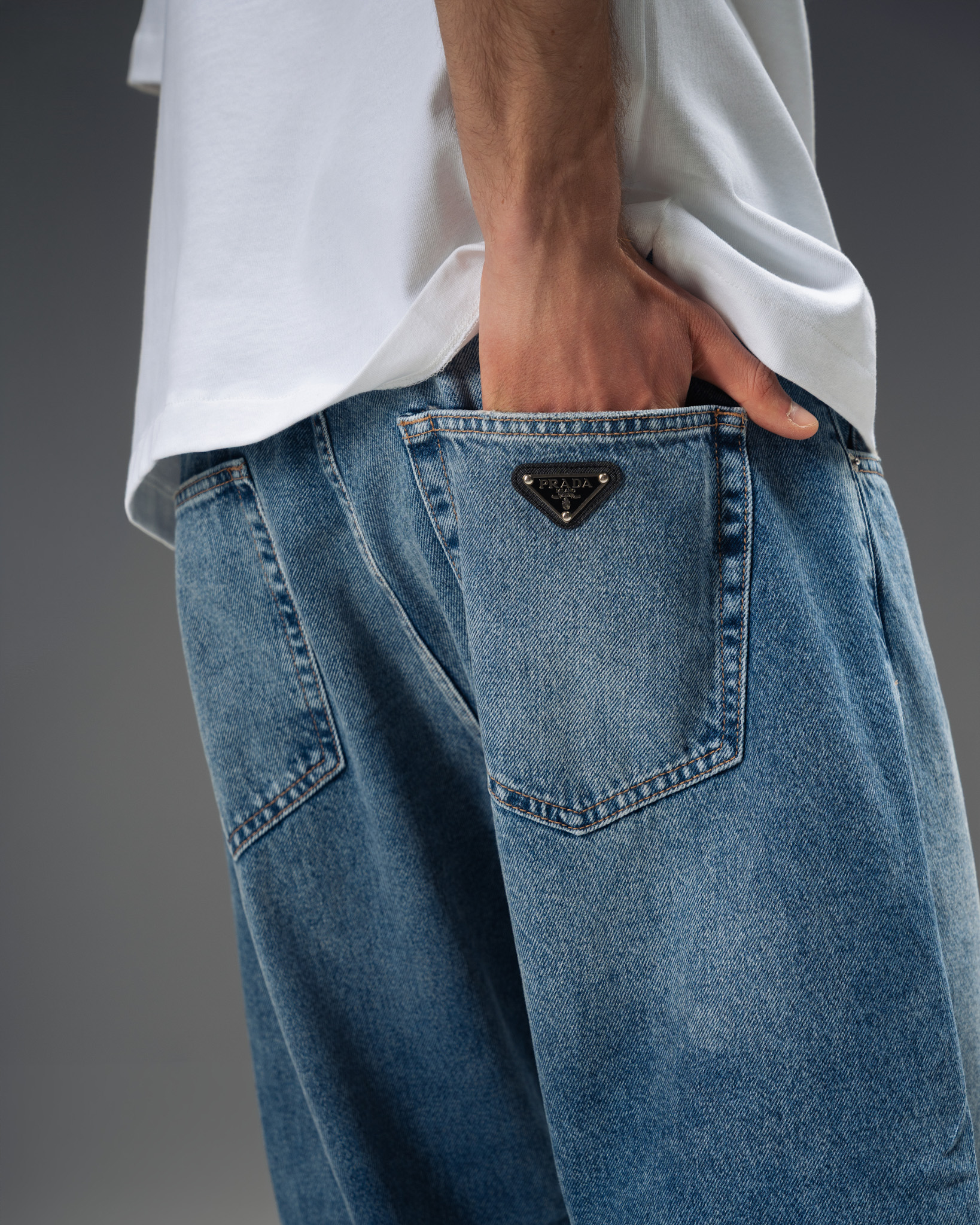 Prada Classic Blue Baggy Denim Jeans