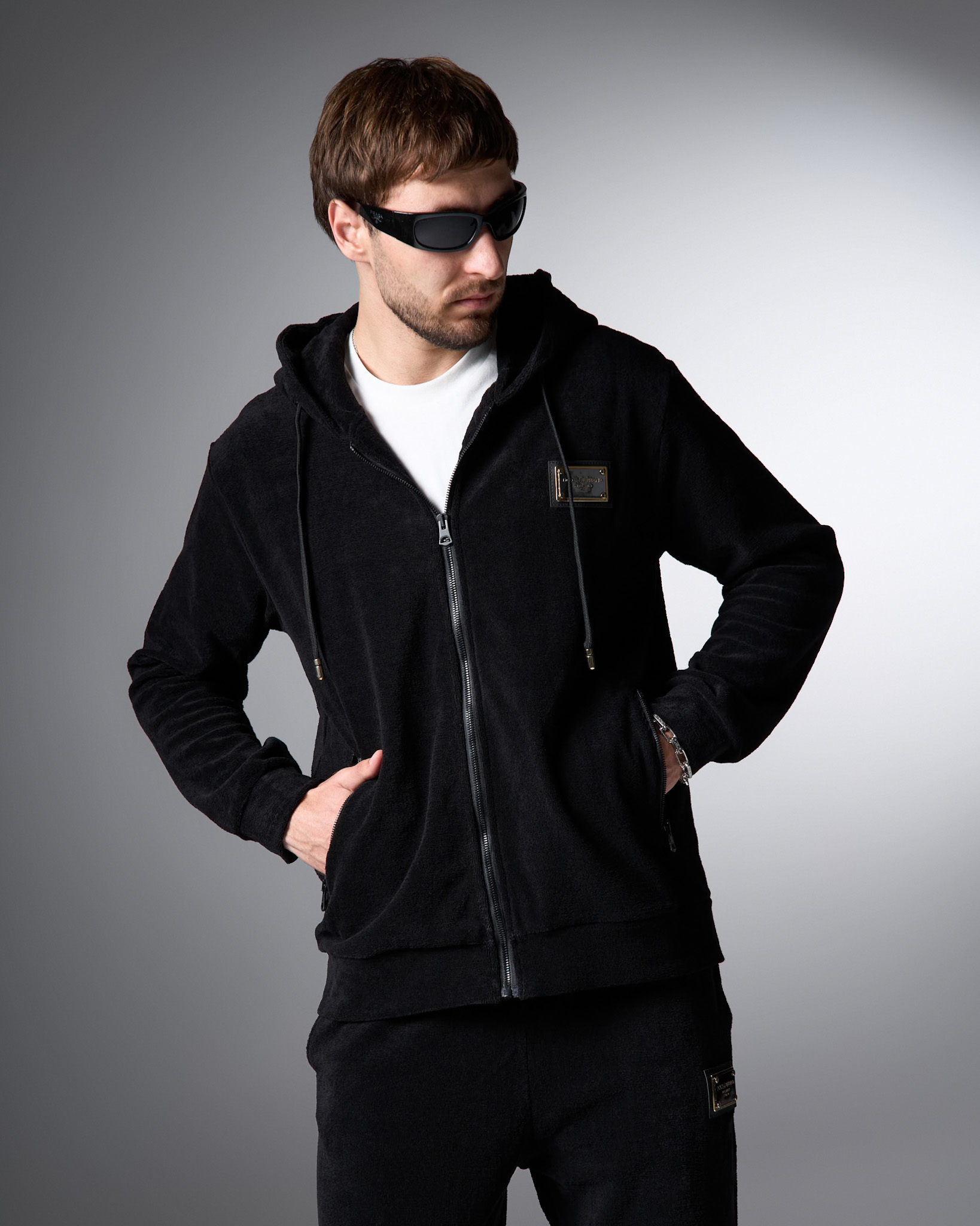 Dolce & Gabbana Black Velour Tracksuit