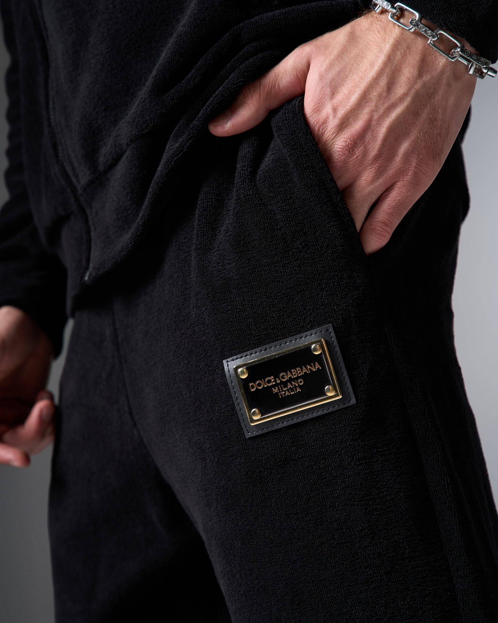 Dolce & Gabbana Black Velour Tracksuit