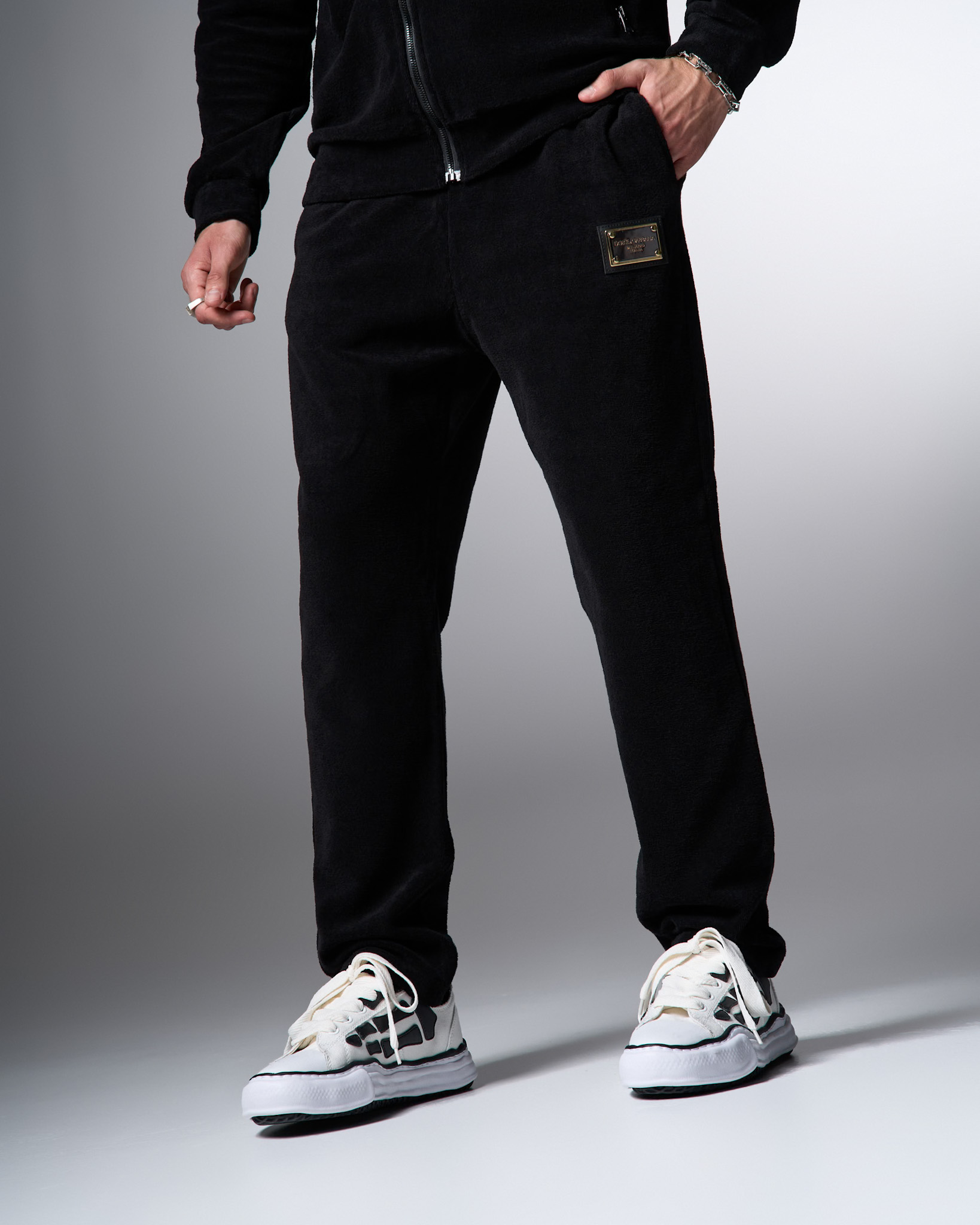 Dolce & Gabbana Black Velour Tracksuit