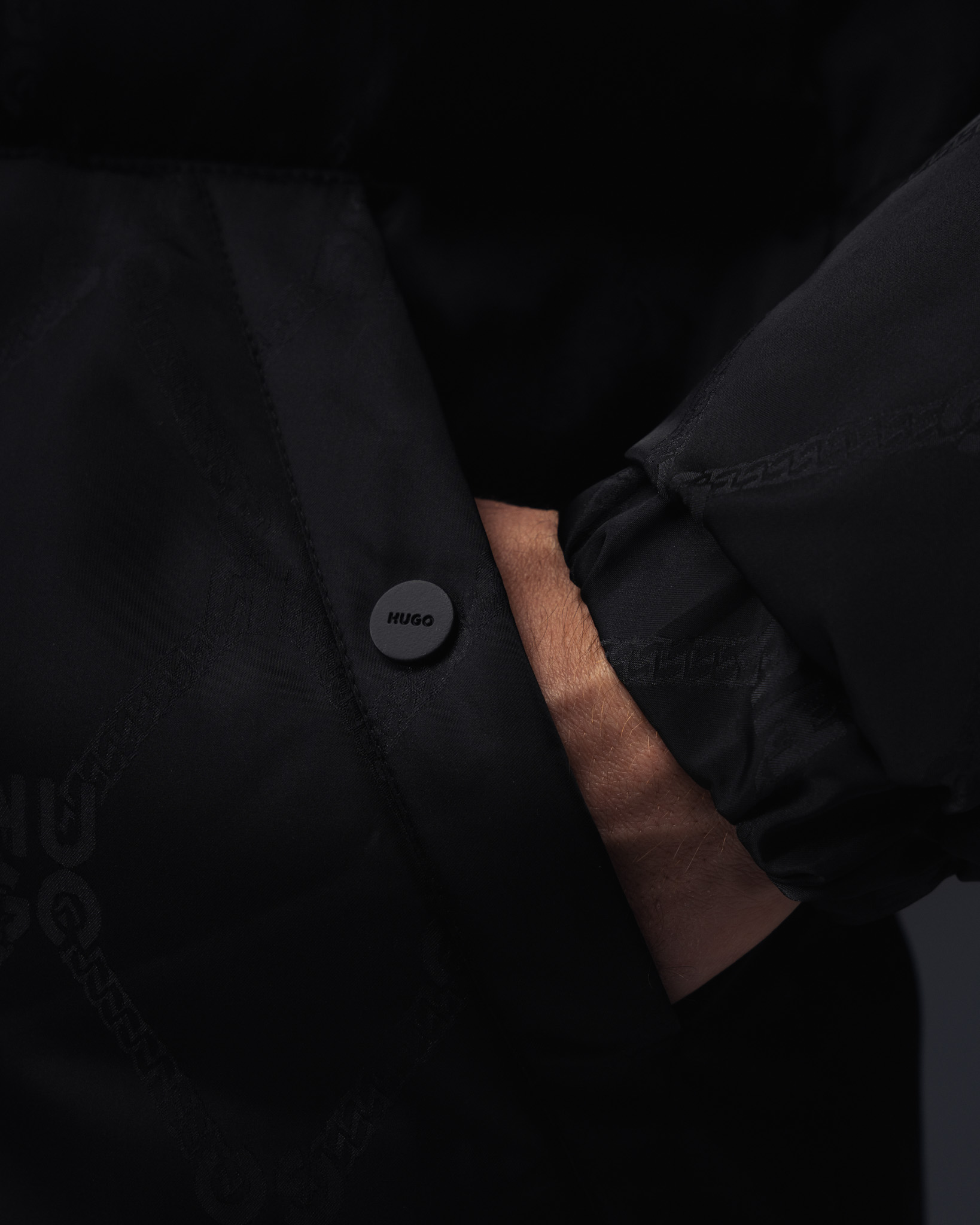 Hugo Black Monogram Puffer Jacket