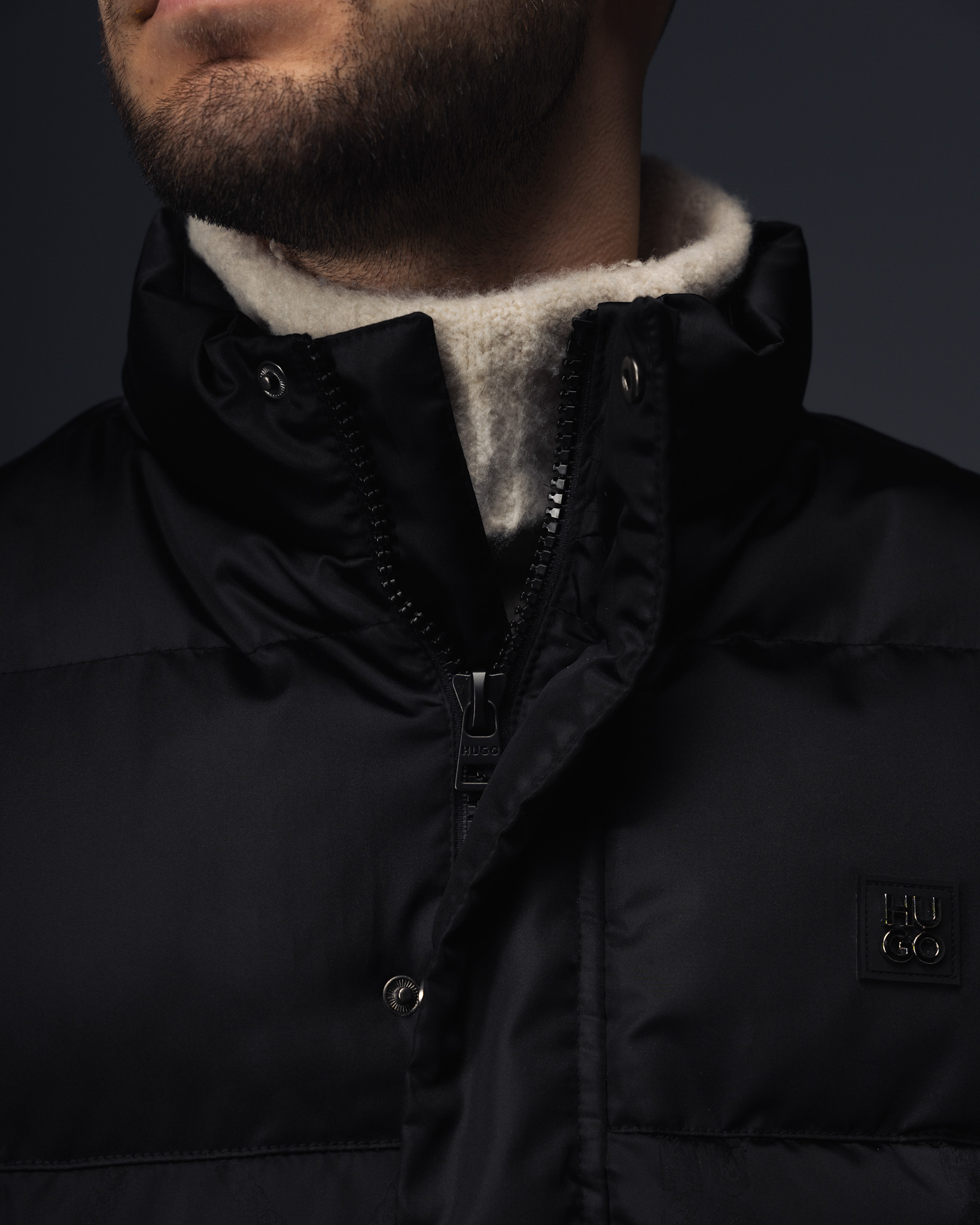 Hugo Black Monogram Puffer Jacket