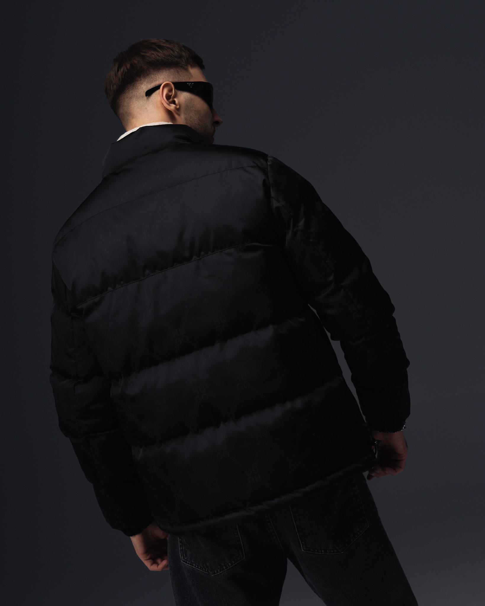 Hugo Black Monogram Puffer Jacket