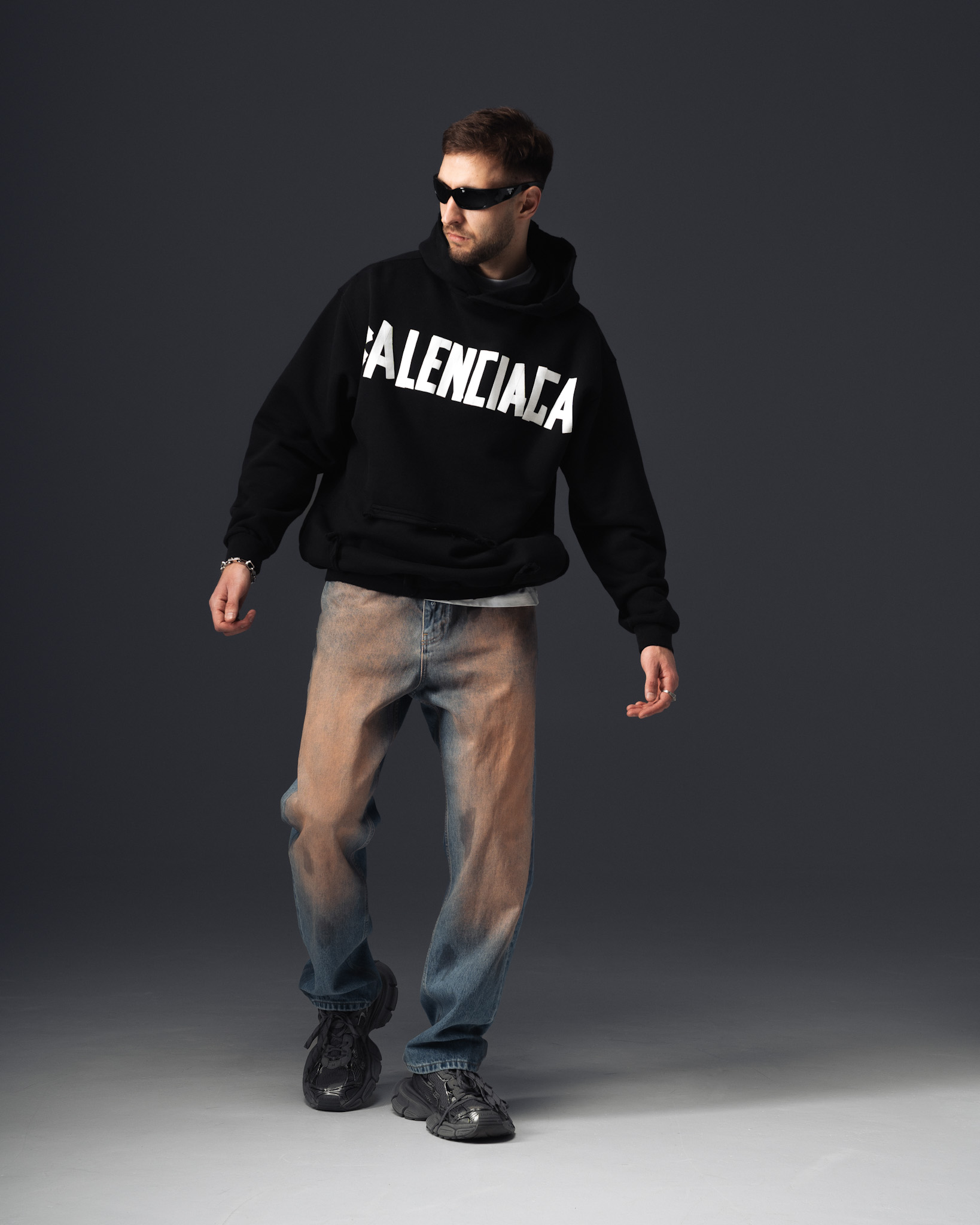 Balenciaga Gothic Print Oversize Hoodie