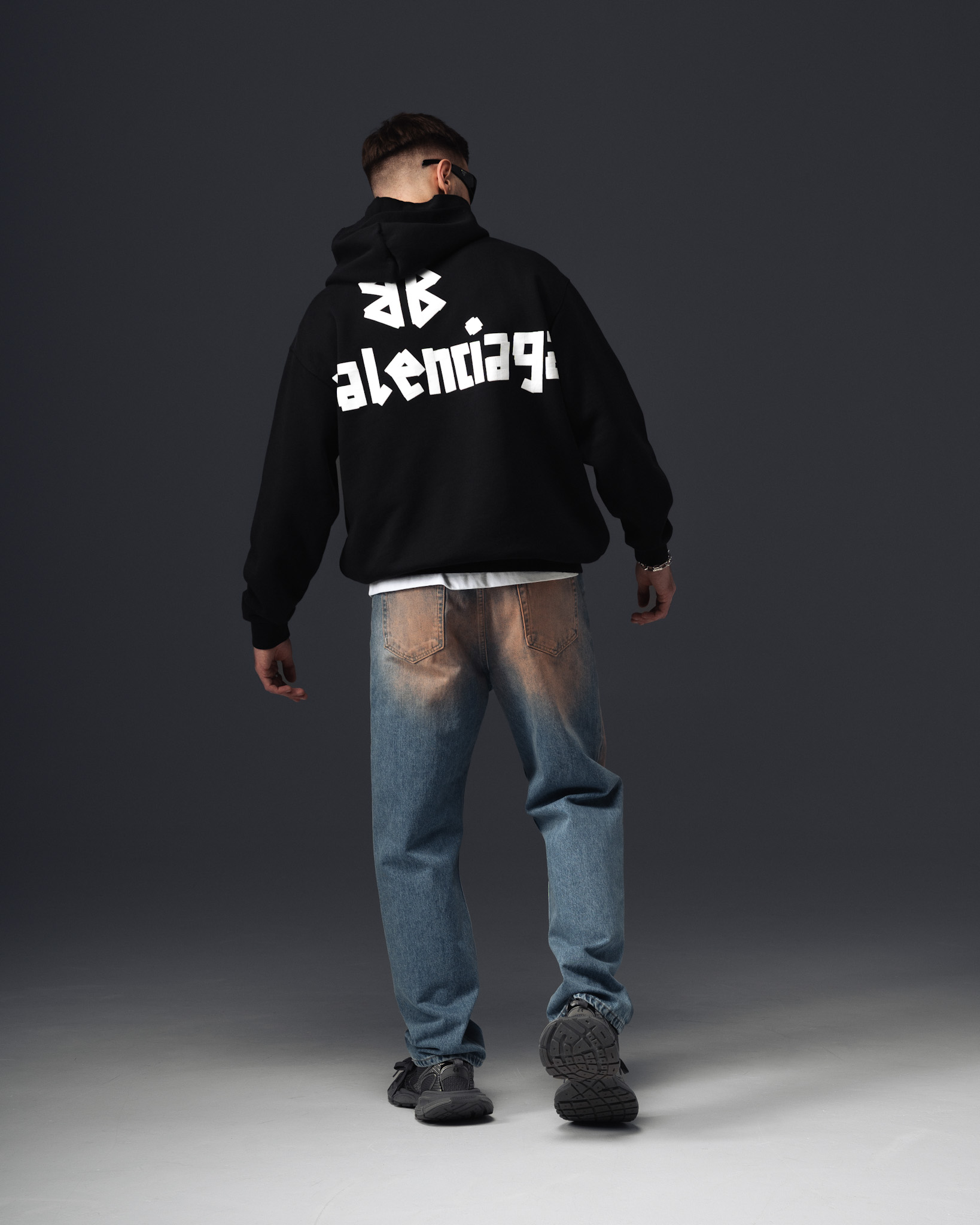 Balenciaga Gothic Print Oversize Hoodie