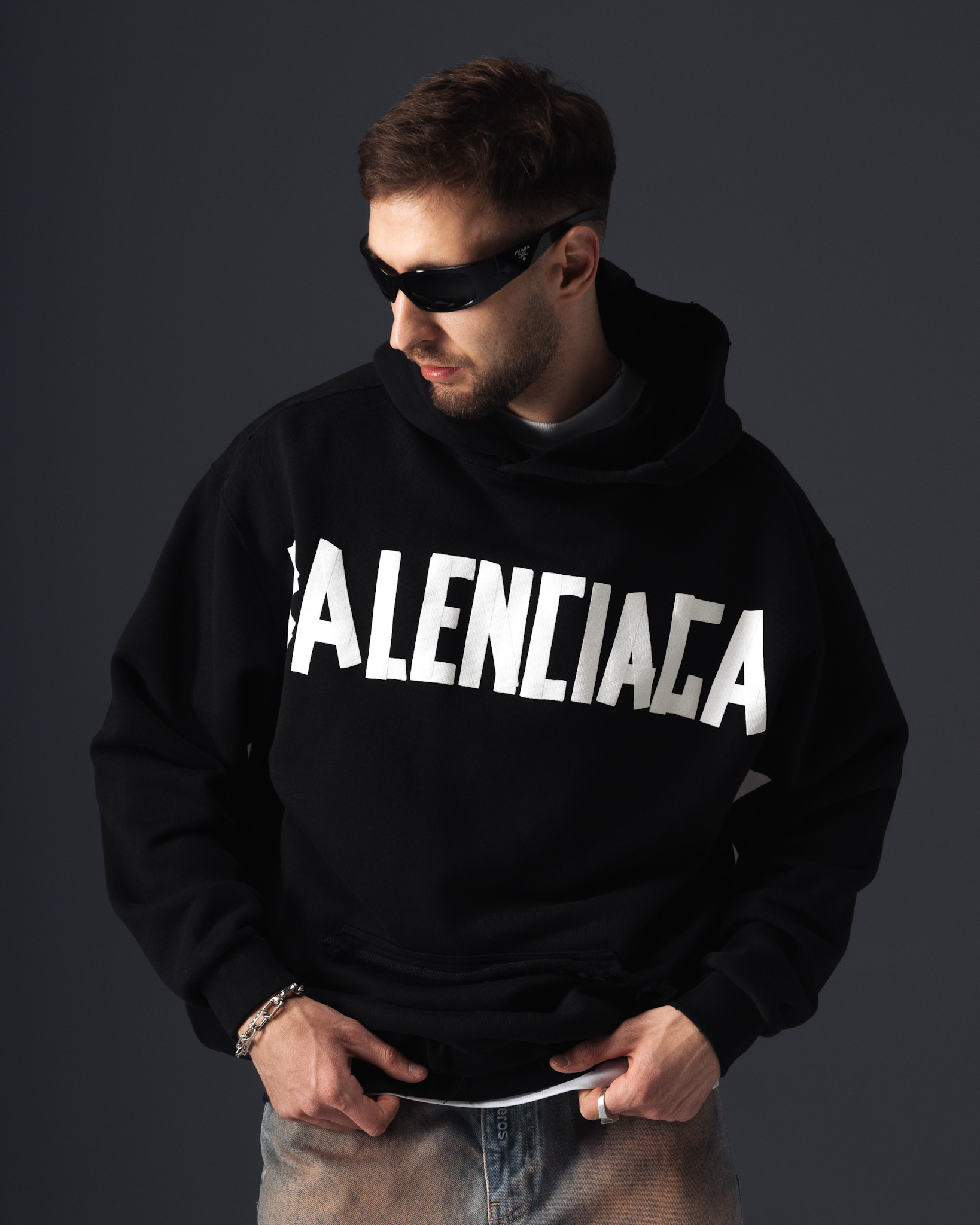 Balenciaga Gothic Print Oversize Hoodie