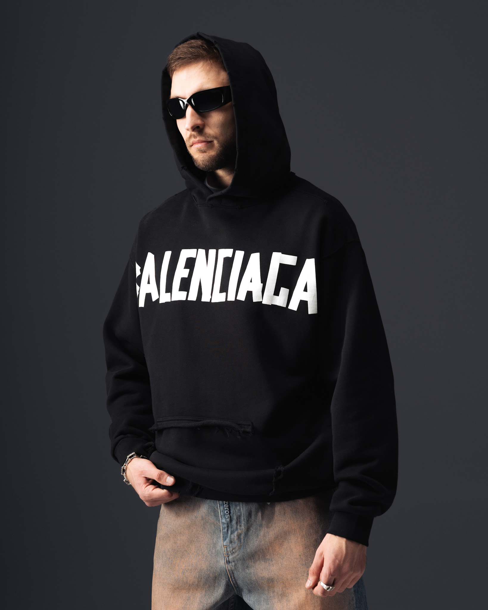 Balenciaga Gothic Print Oversize Hoodie