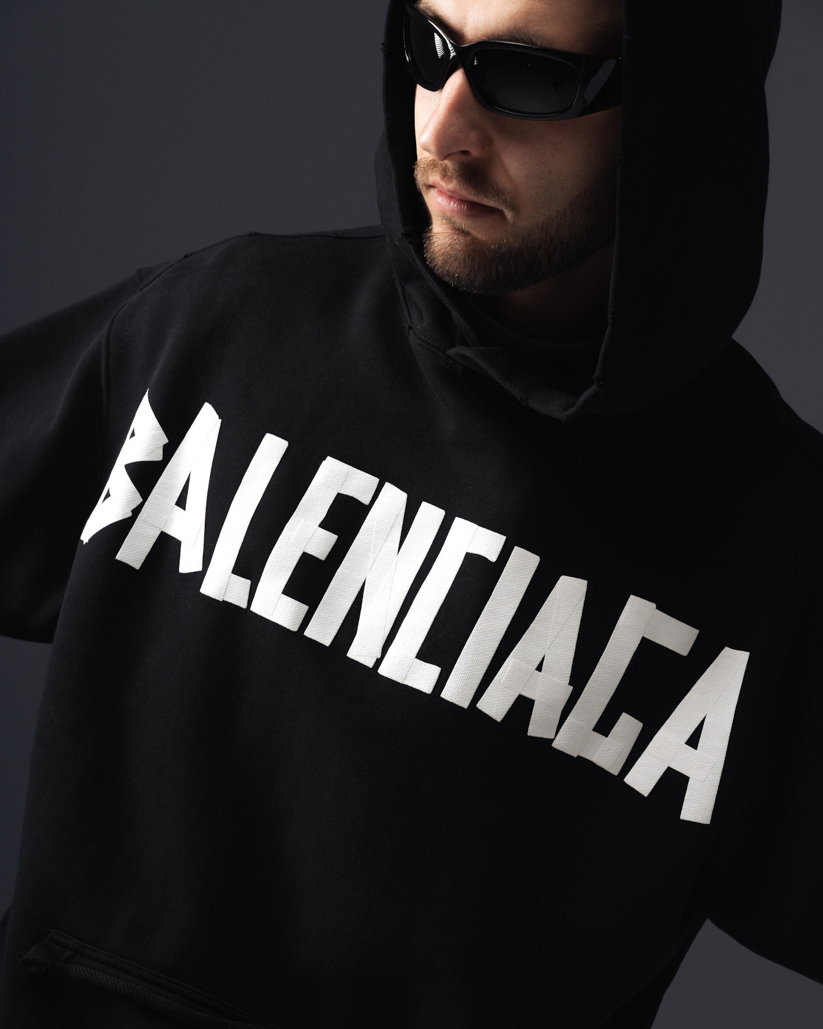 Balenciaga Gothic Print Oversize Hoodie