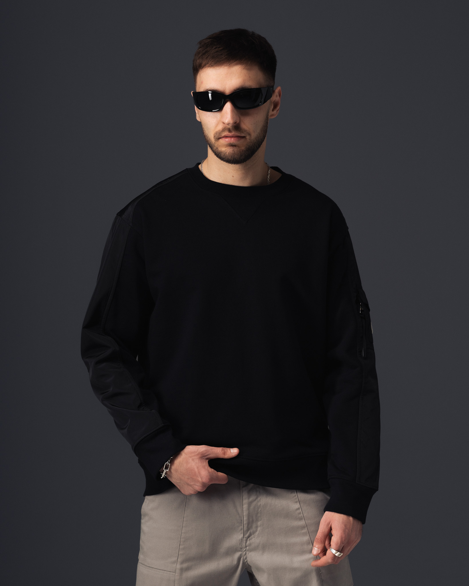 Moncler Arm Logo Nylon Sweatshirt
