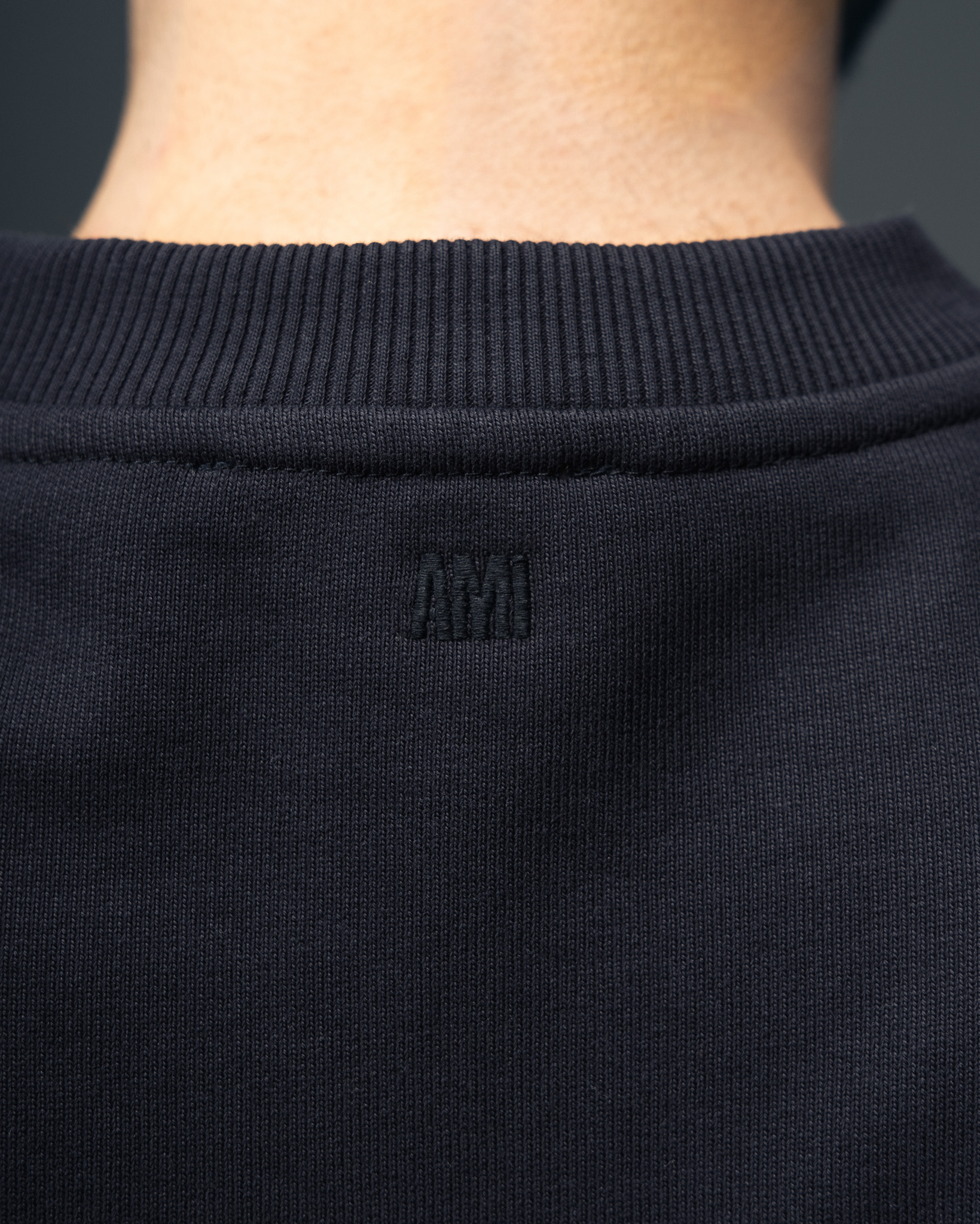 AMI Paris Heart Logo Oversize Sweatshirt Navy