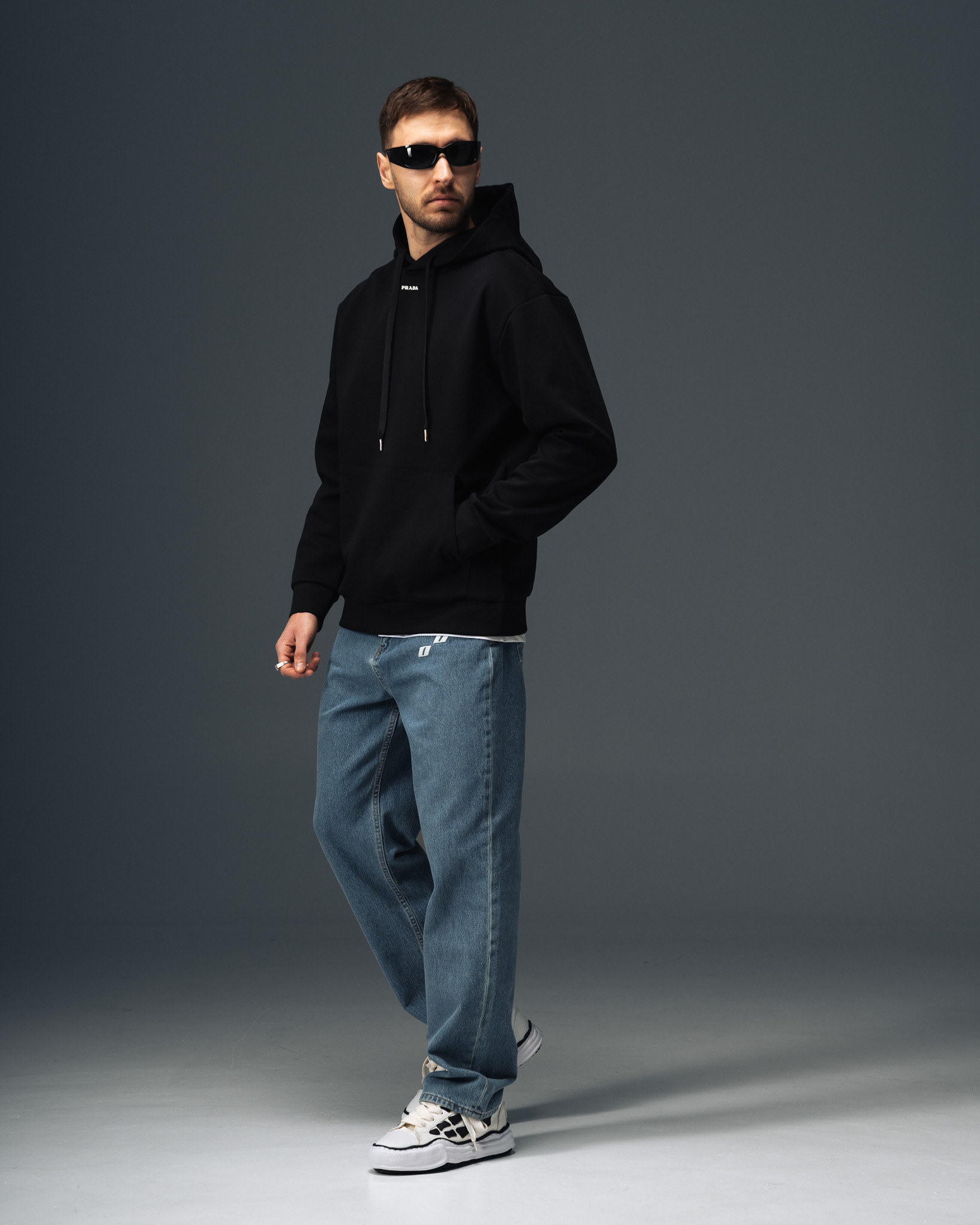 Prada Classic Logo Hoodie Black
