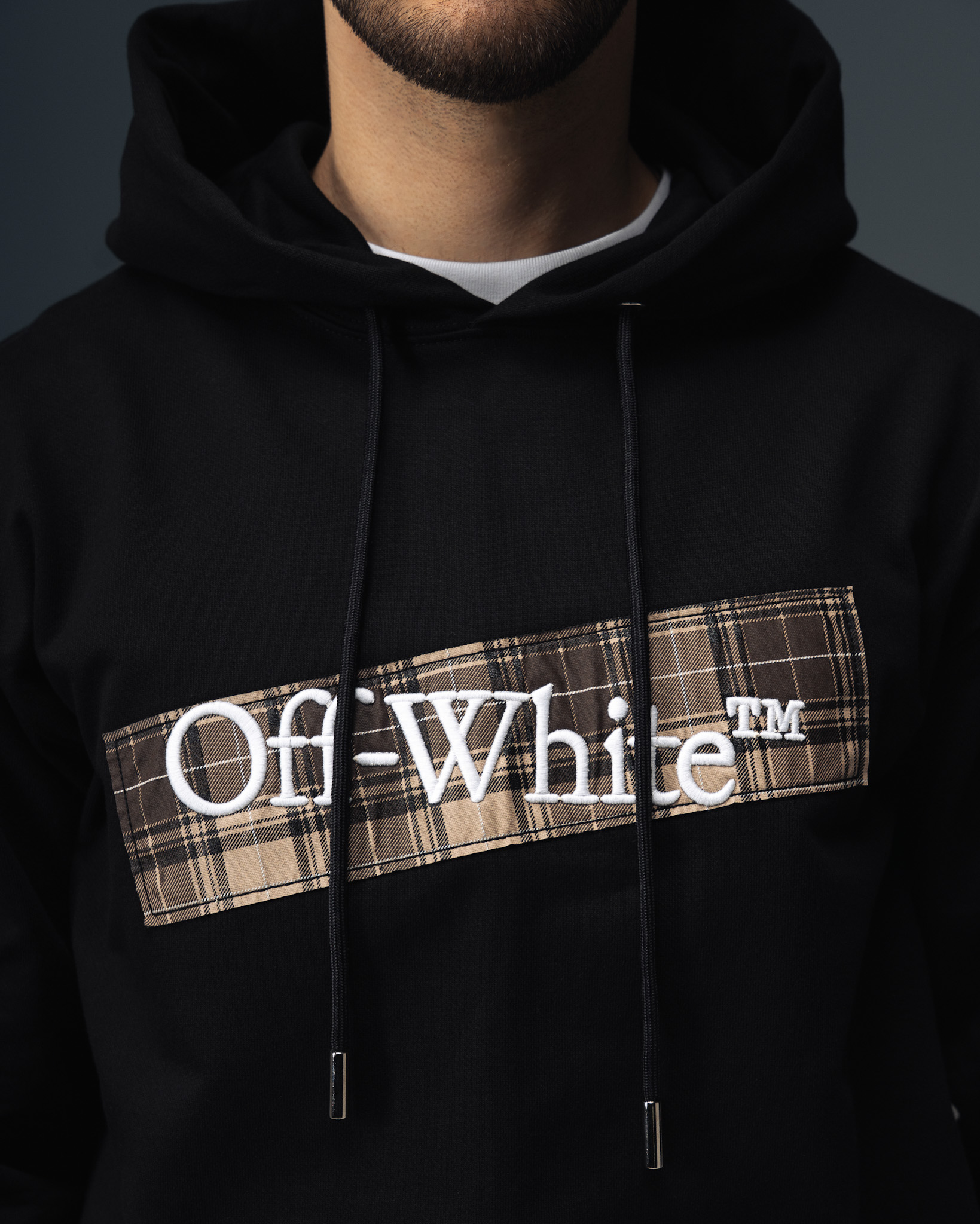 Off-White Diagonal Back Print Hoodie Black