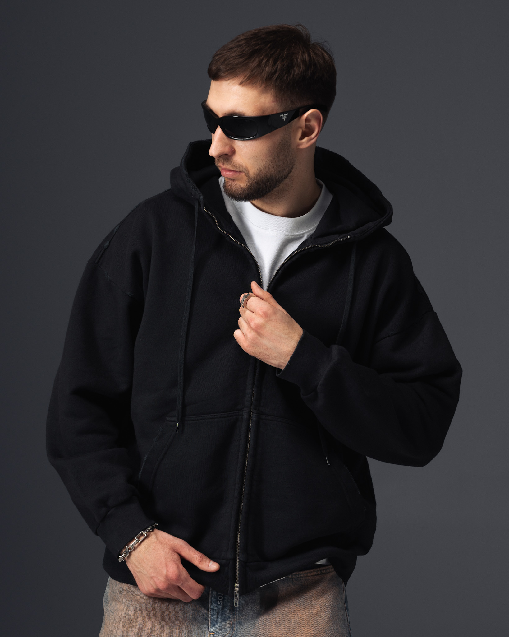 Balenciaga Tape Logo Zip Hoodie