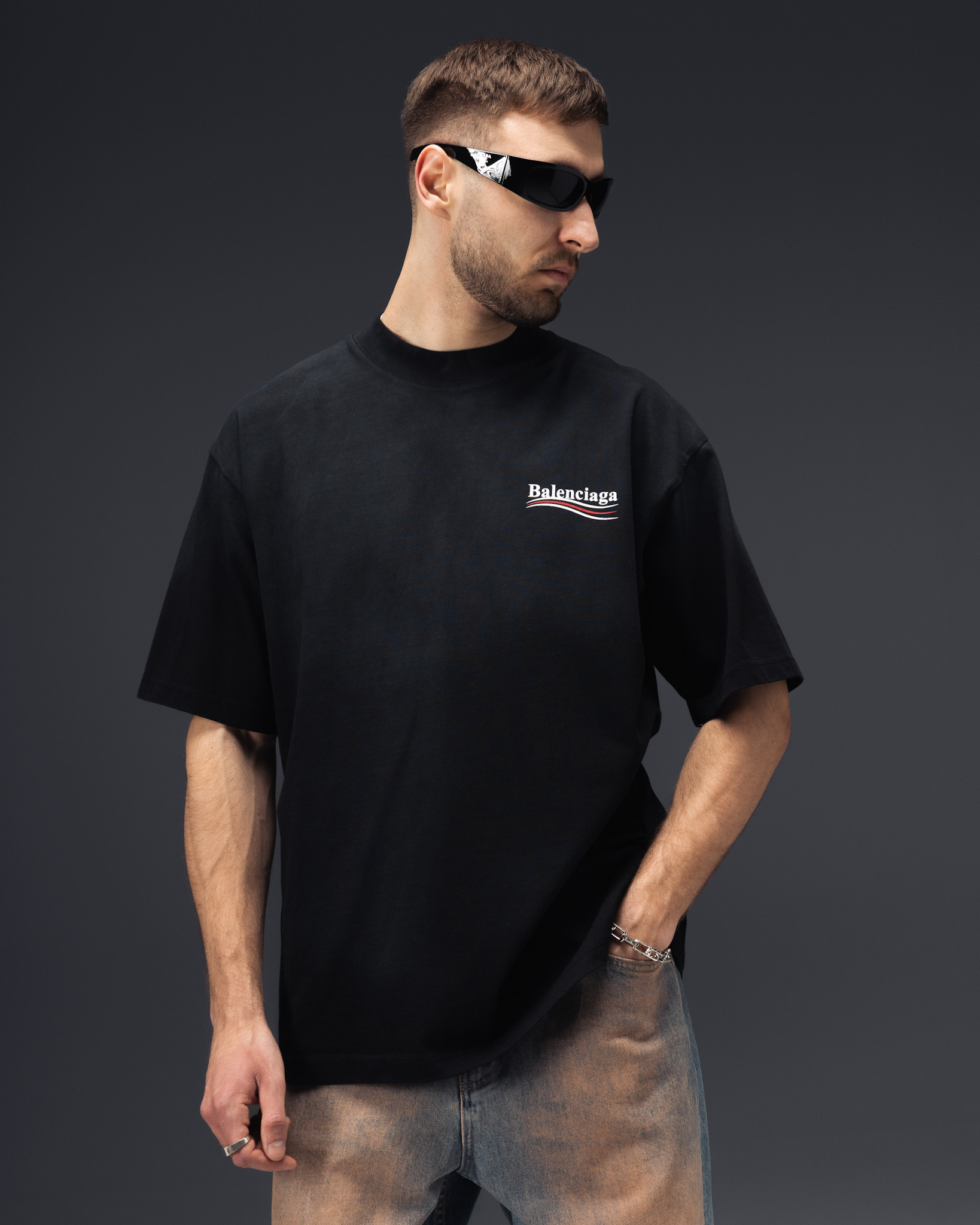 Balenciaga Wave Logo Oversize T-Shirt