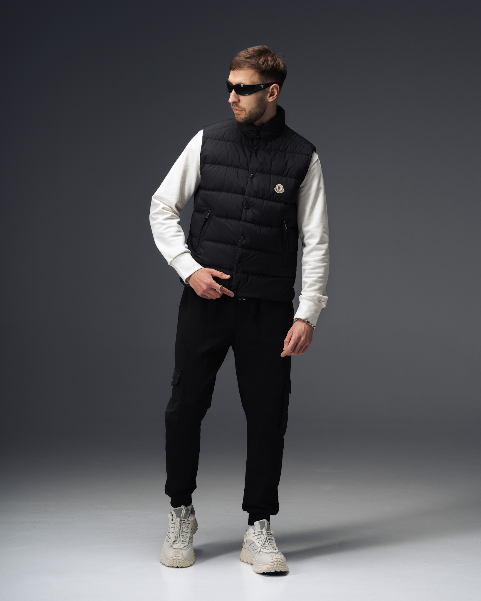 Moncler Matte Black Quilted Vest