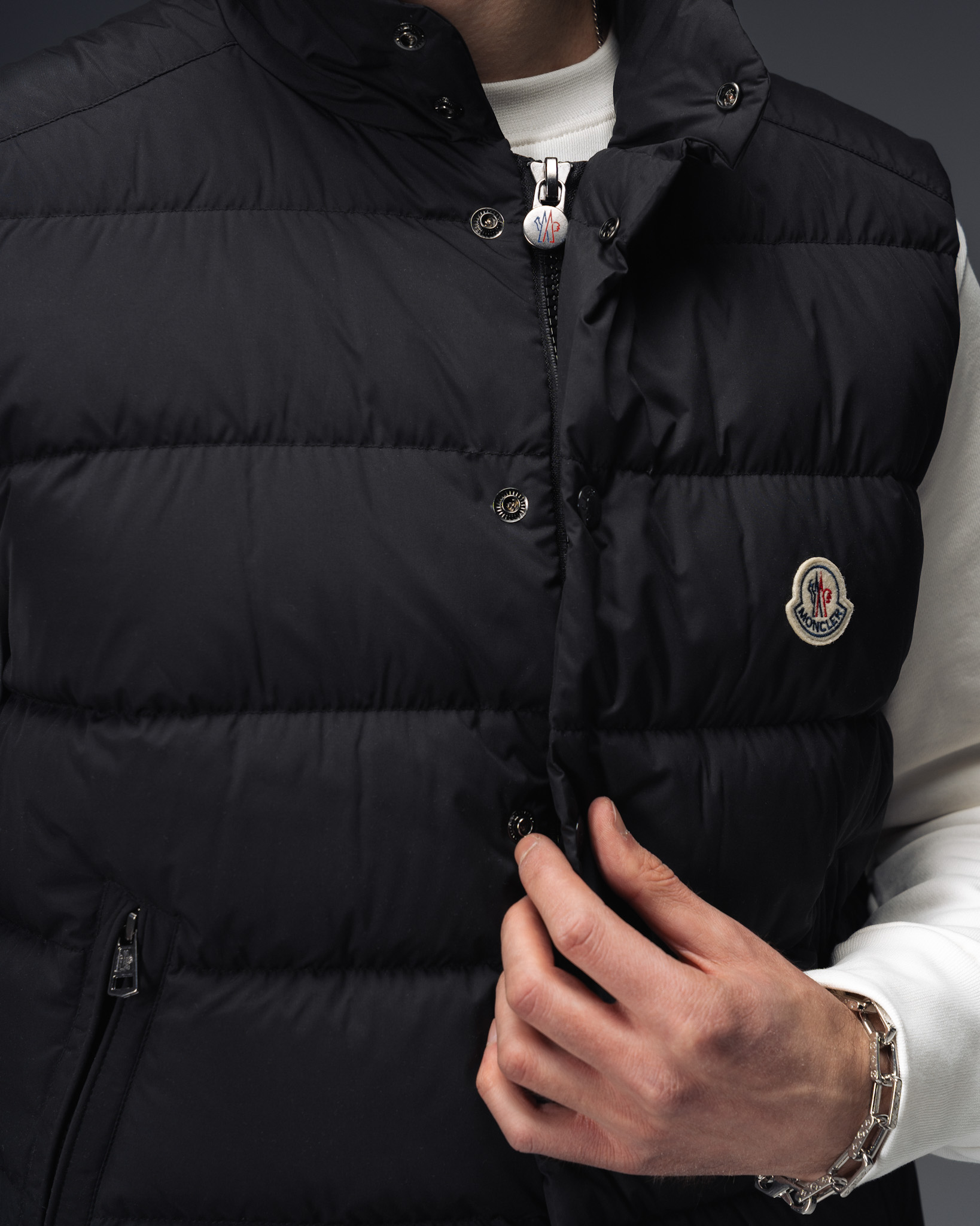 Moncler Matte Black Quilted Vest