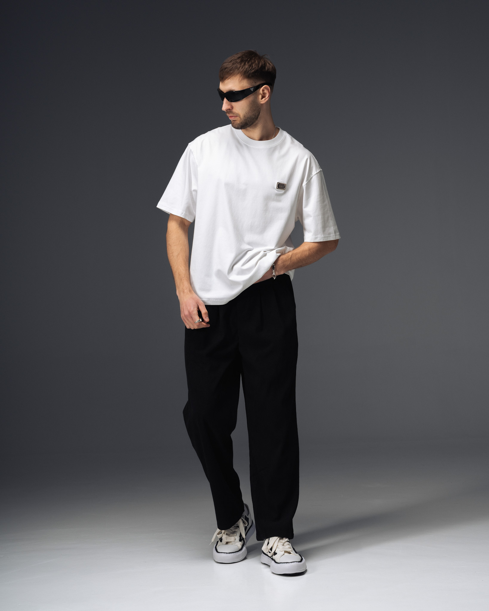 Dolce & Gabbana White Metal Logo Oversize T-Shirt