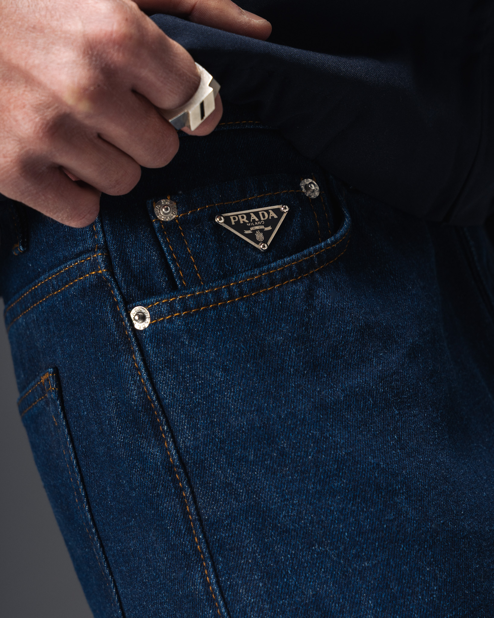 Prada Milano Triangle Denim Jeans