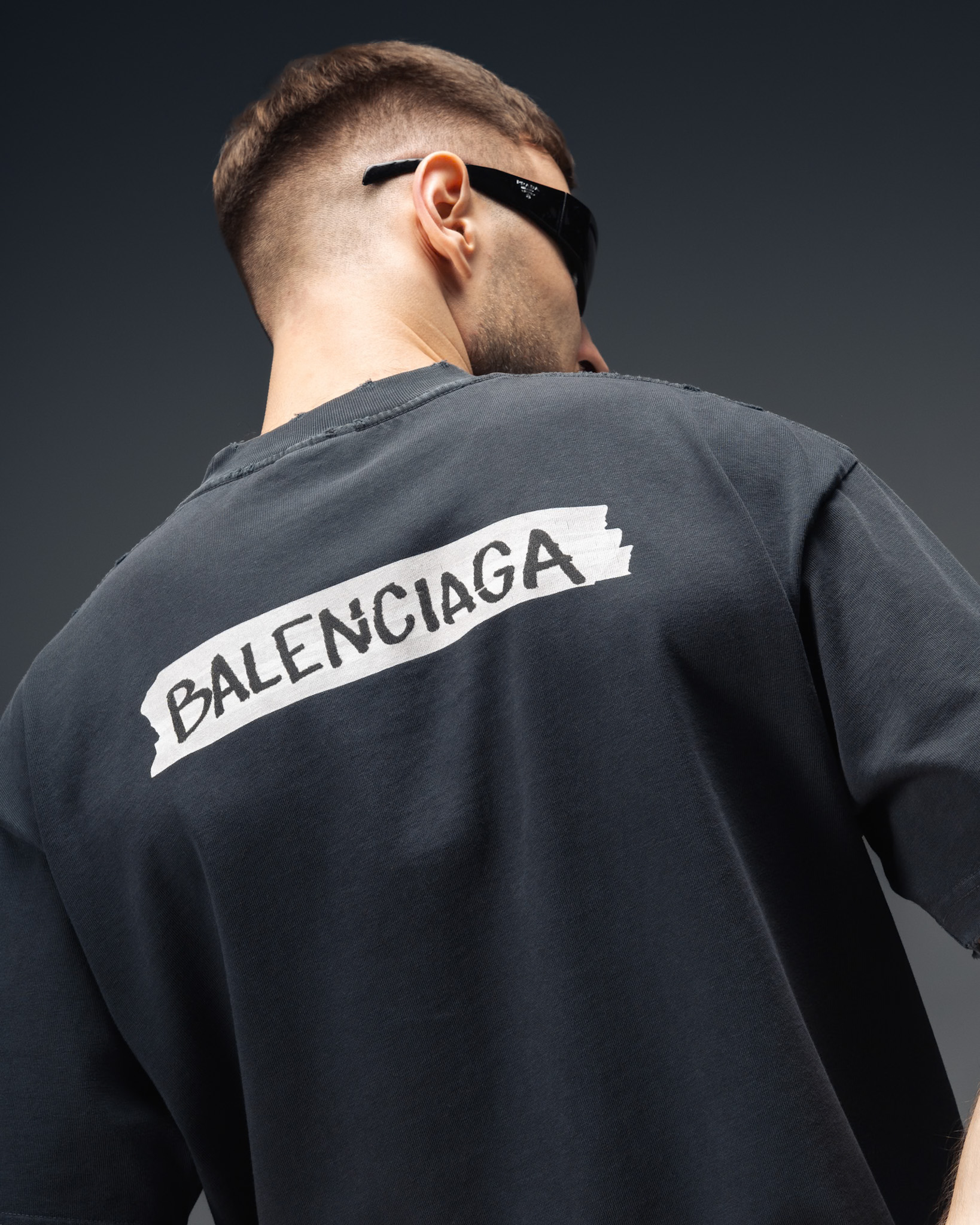 Balenciaga Tape Logo Graphite T-Shirt