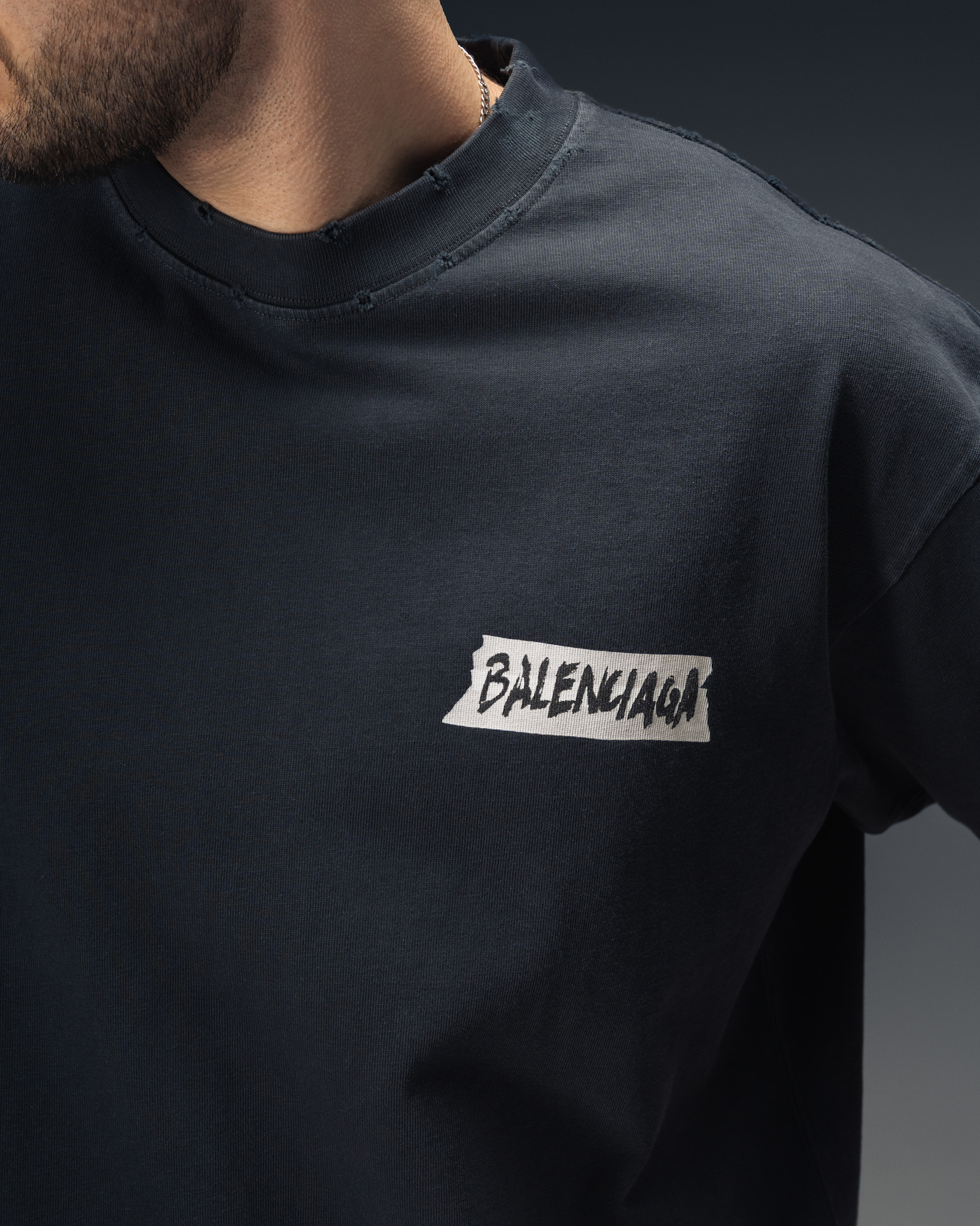 Balenciaga Tape Logo Graphite T-Shirt