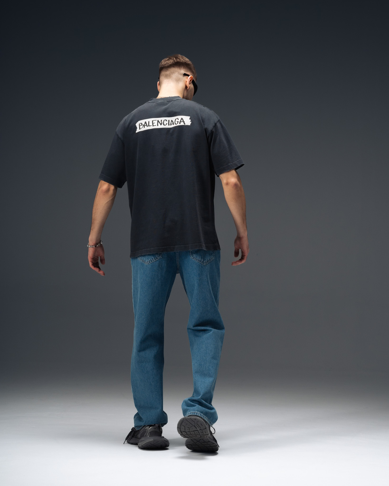 Balenciaga Tape Logo Graphite T-Shirt
