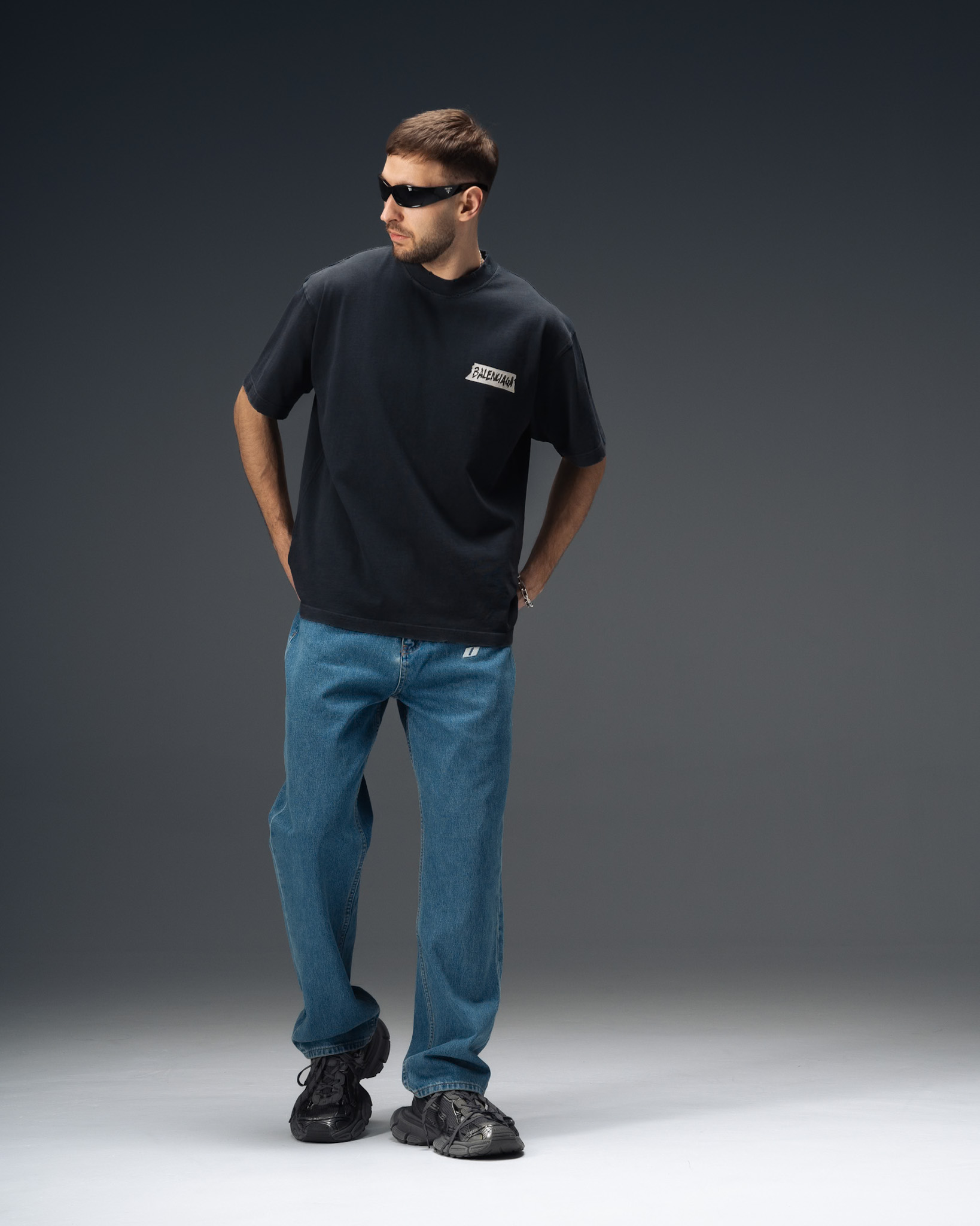 Balenciaga Tape Logo Graphite T-Shirt