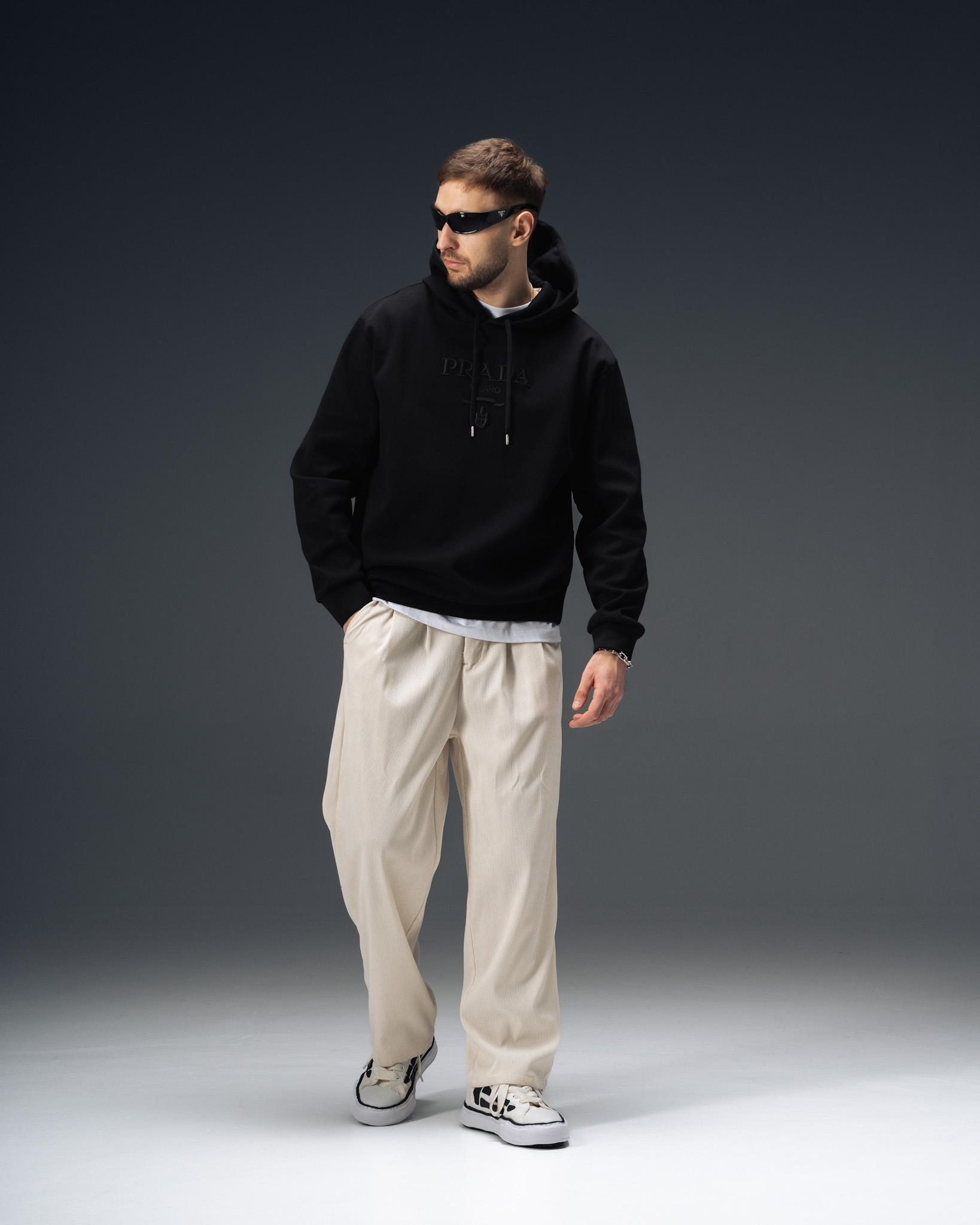 Prada Milano Tonal Logo Hoodie