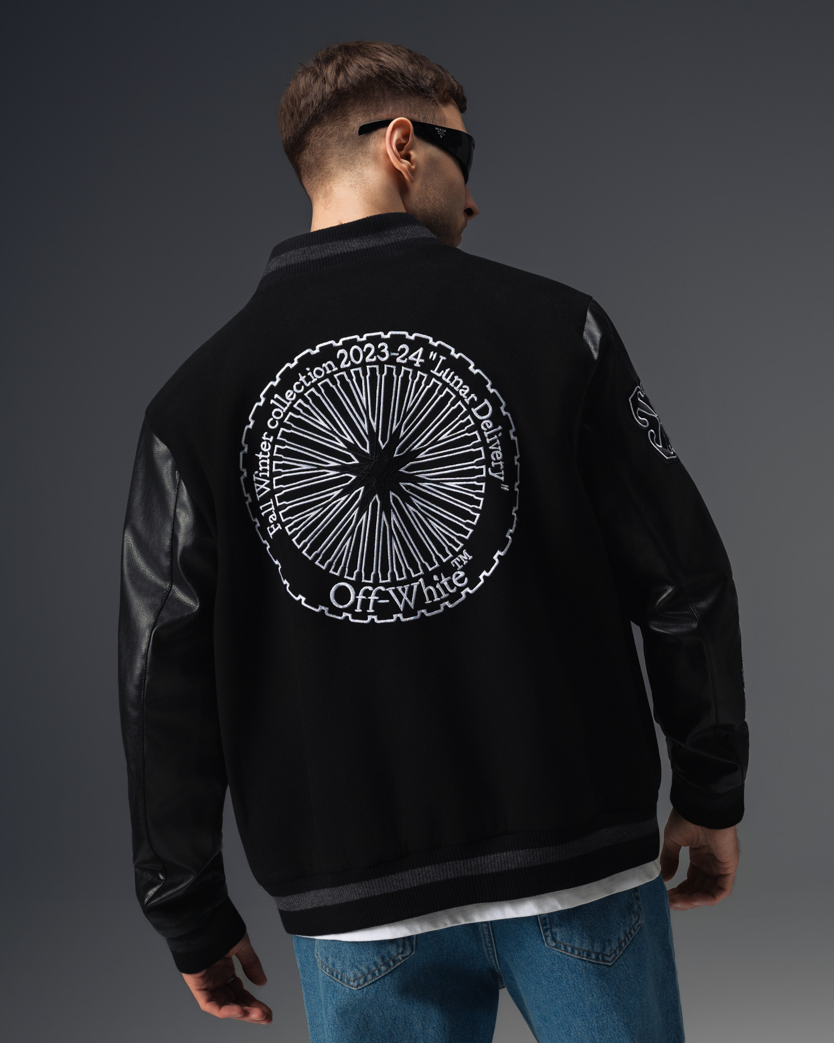 Off-White Lunar Wheel Varsity Jacket