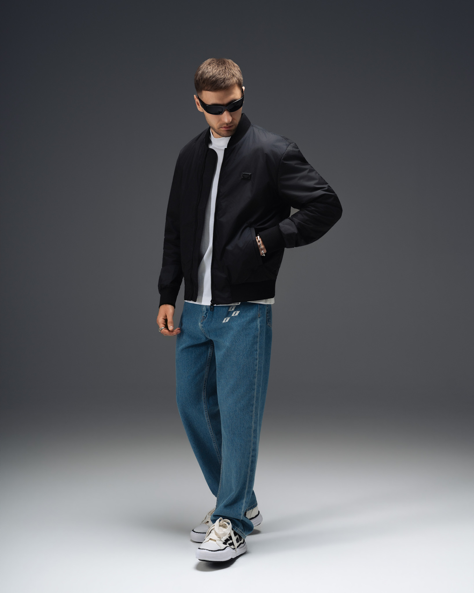 Dolce & Gabbana Milano Black Metal Logo Bomber Jacket