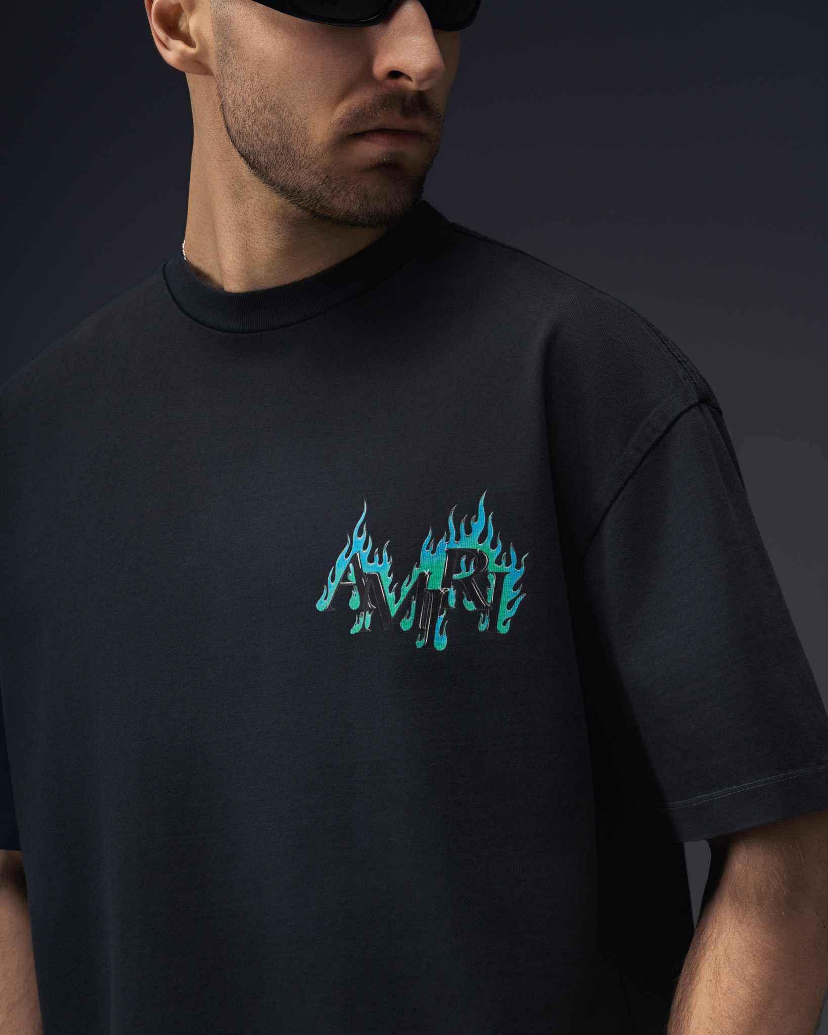 Amiri Flaming Logo Oversize T-Shirt