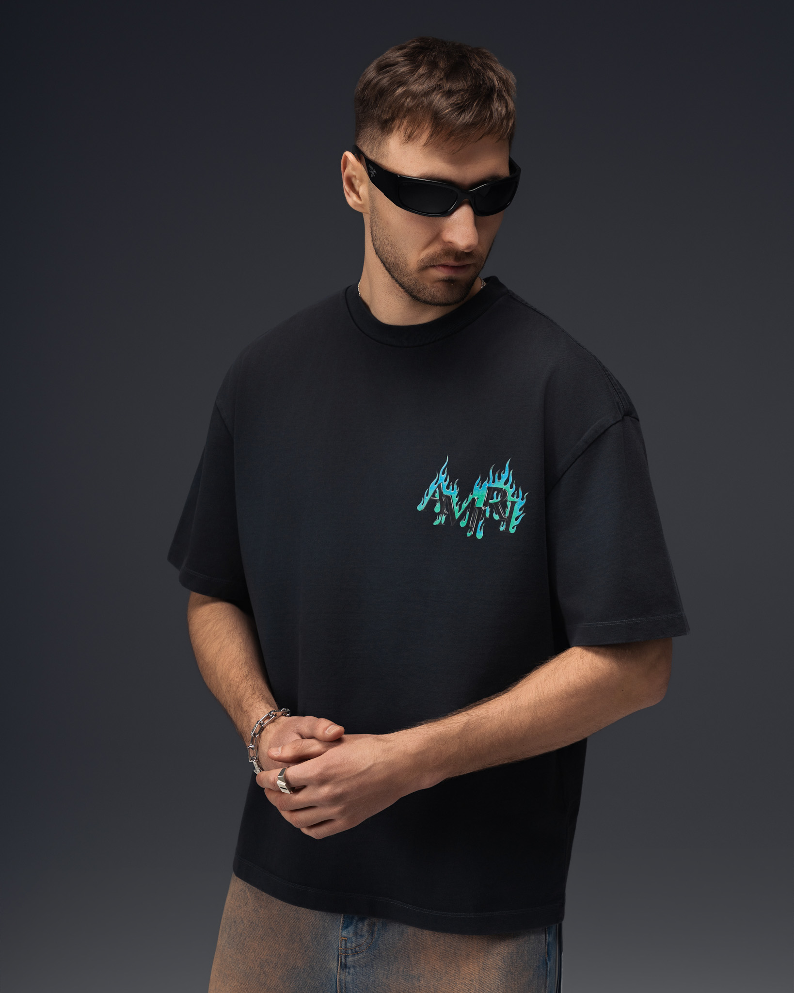 Amiri Flaming Logo Oversize T-Shirt