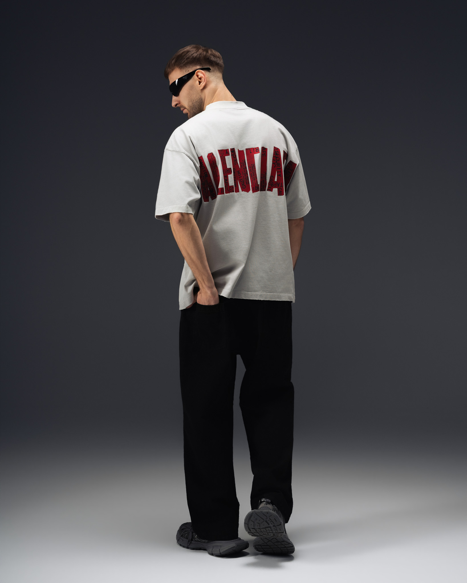 Balenciaga Security Tape Logo Oversize T-Shirt White