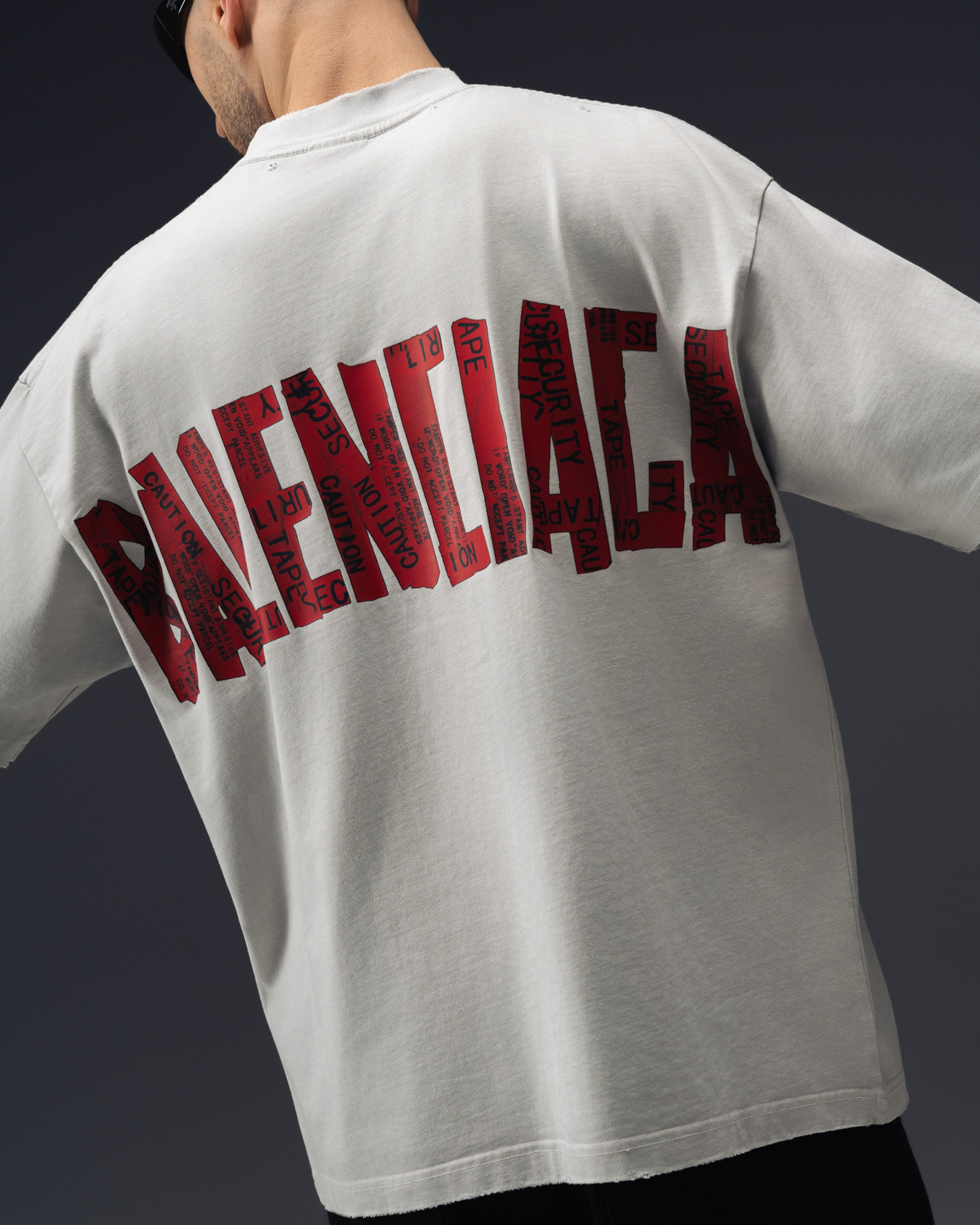 Balenciaga Security Tape Logo Oversize T-Shirt White